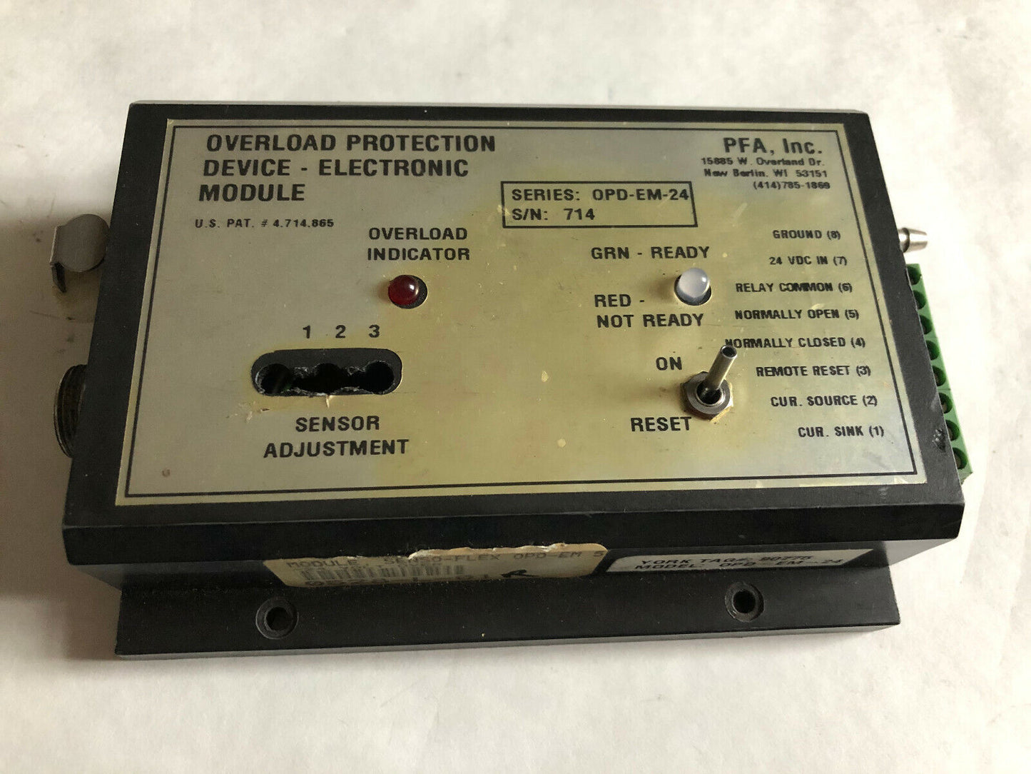 Pfa Overload Protection Electronic Module Pfa Opd-Em-24,Pfa 0Pd-Em-24,Tj