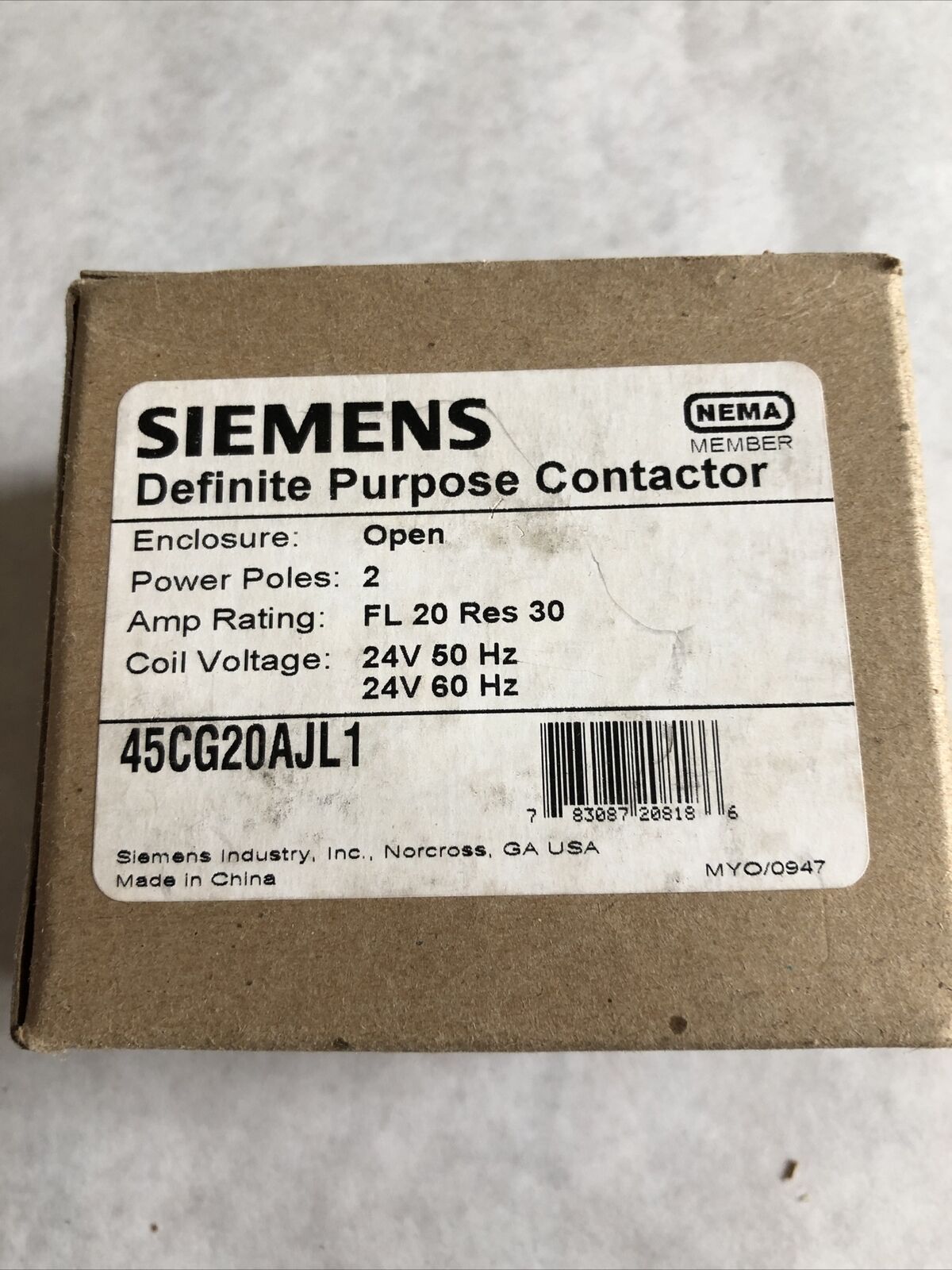 New Siemens 45Cg20ajl1 Contactor,Db