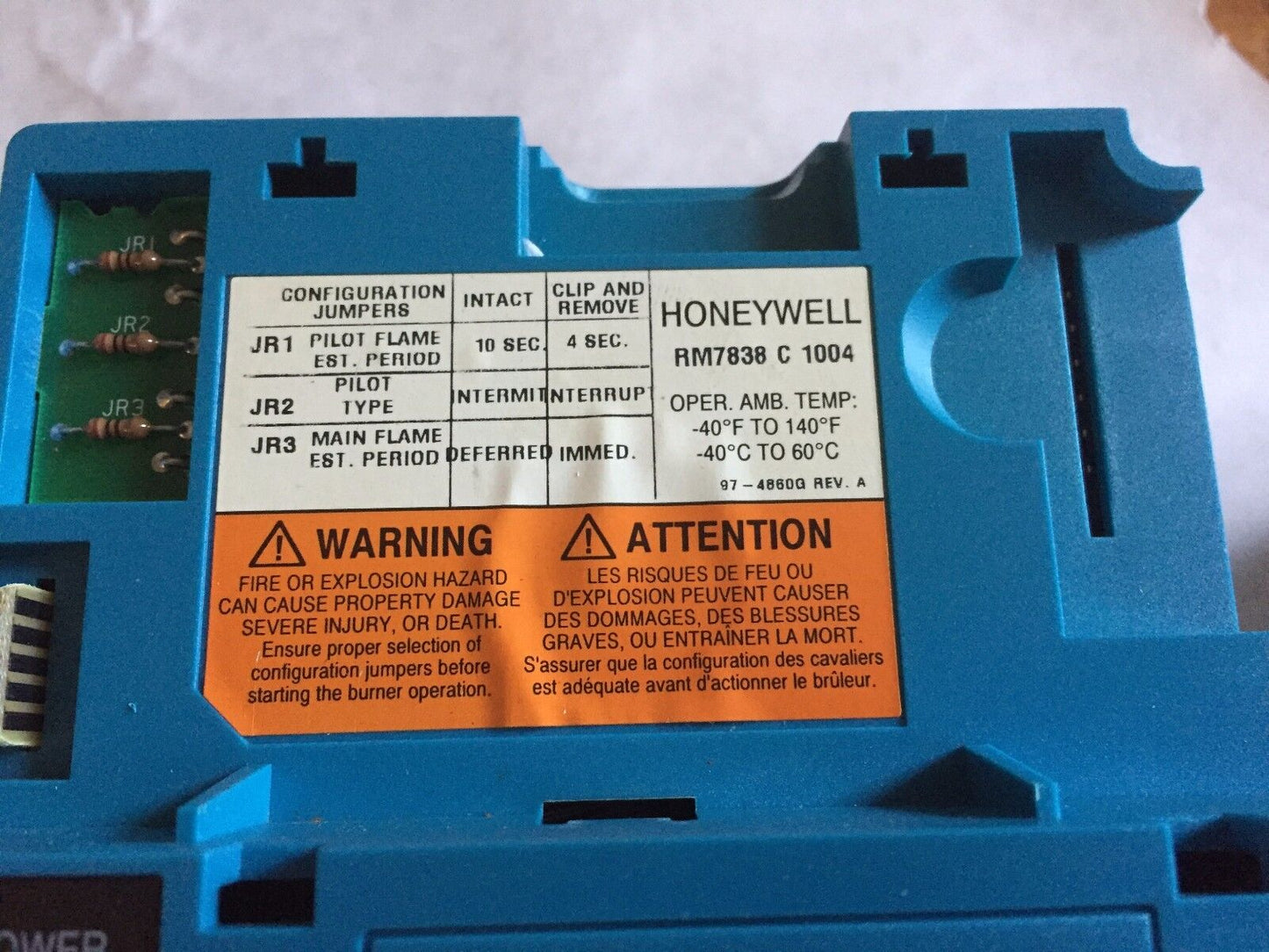Honeywell Rm7838 C 1004 Burner Control Rm7838c 1004 W/ Honeywell Q7800a1005,An
