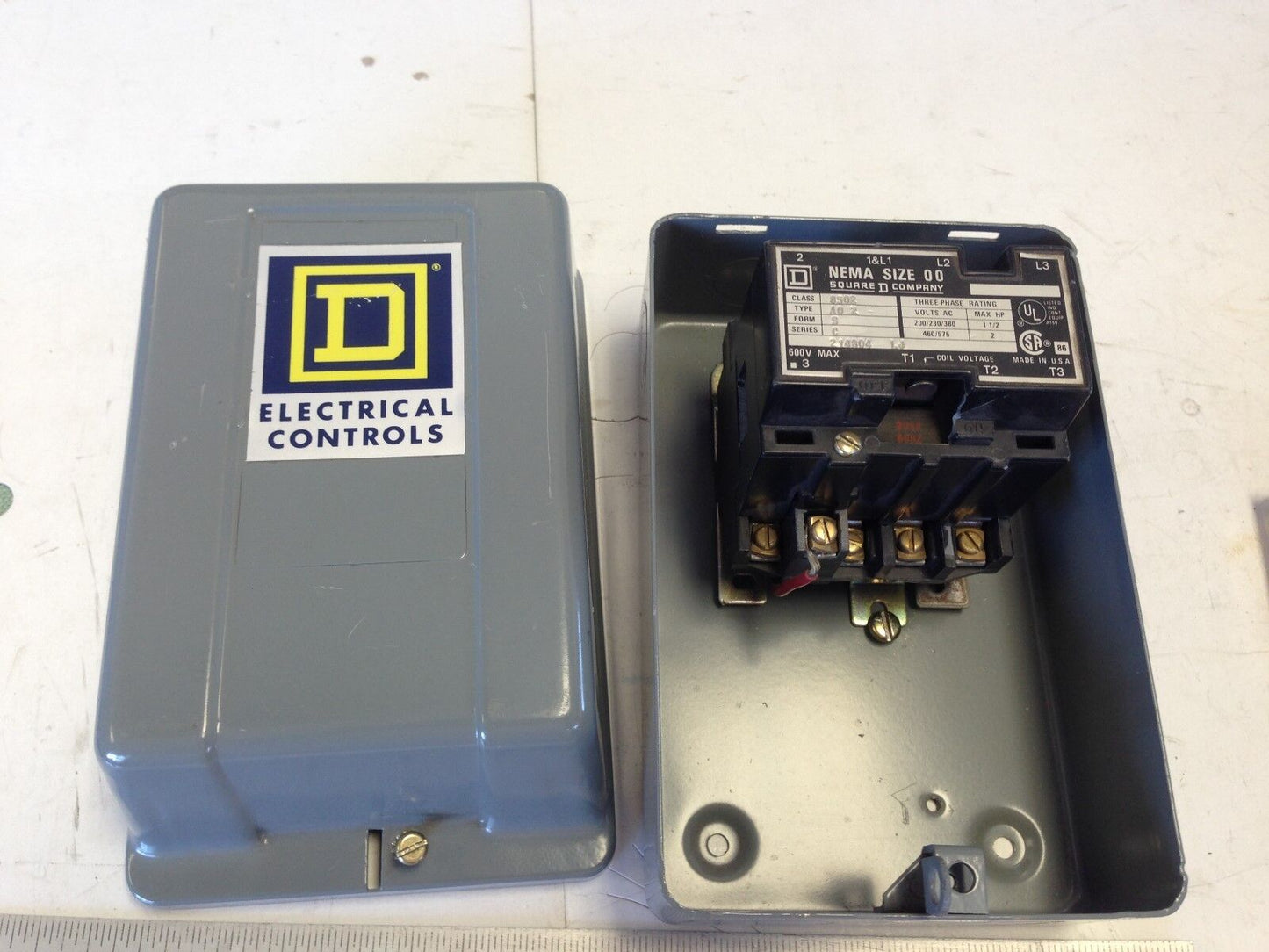 New Square D Nema Size 00 A02 Starter 8502 Ao2,208V Coil,8502 A02,1 1/2Hp,Fl