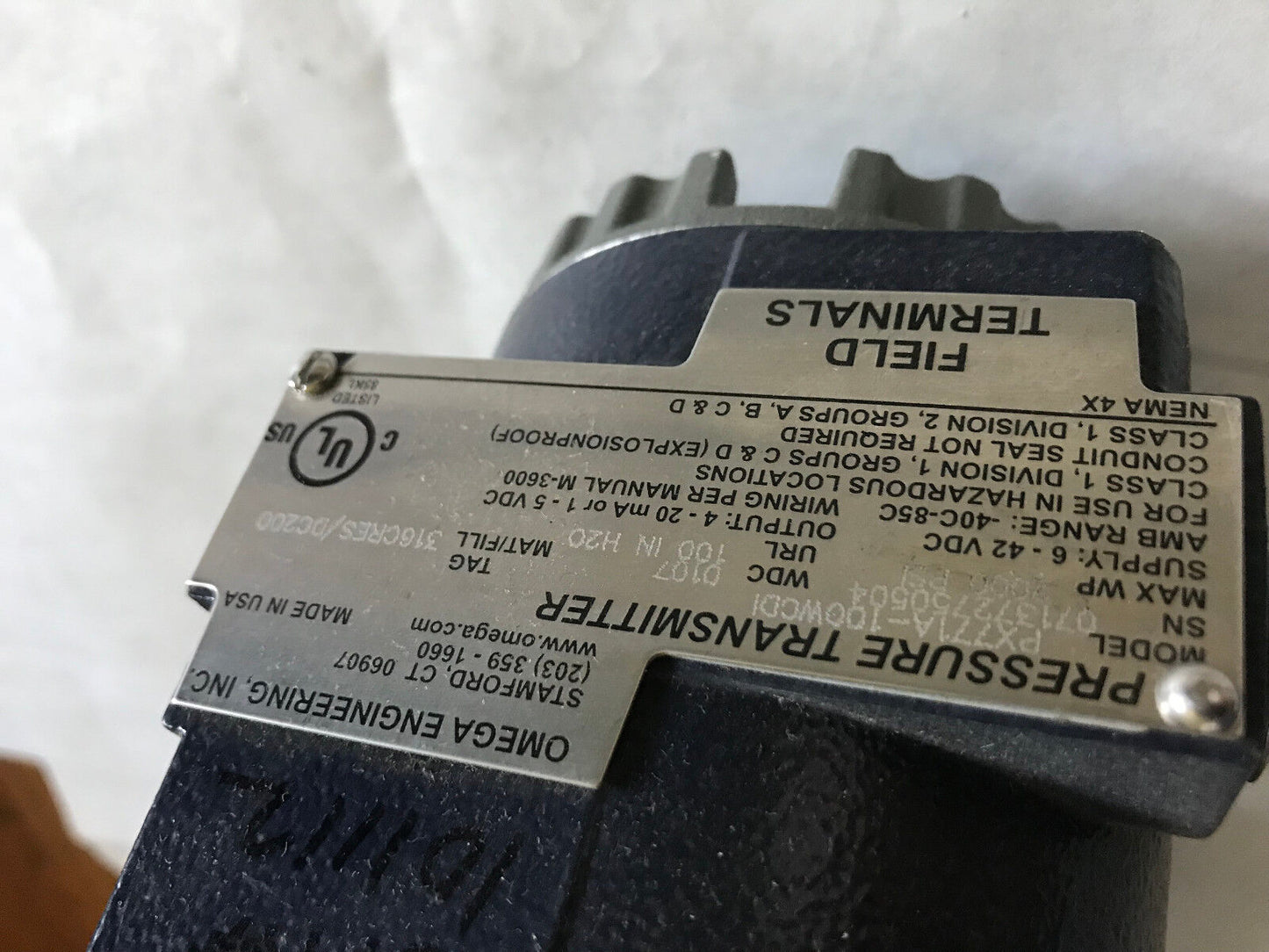 Omega Px771a-100Wcdi,316Cres/Dc200,Wdc 1206,100Inh20,Cti 101112 Transmitter,Eq