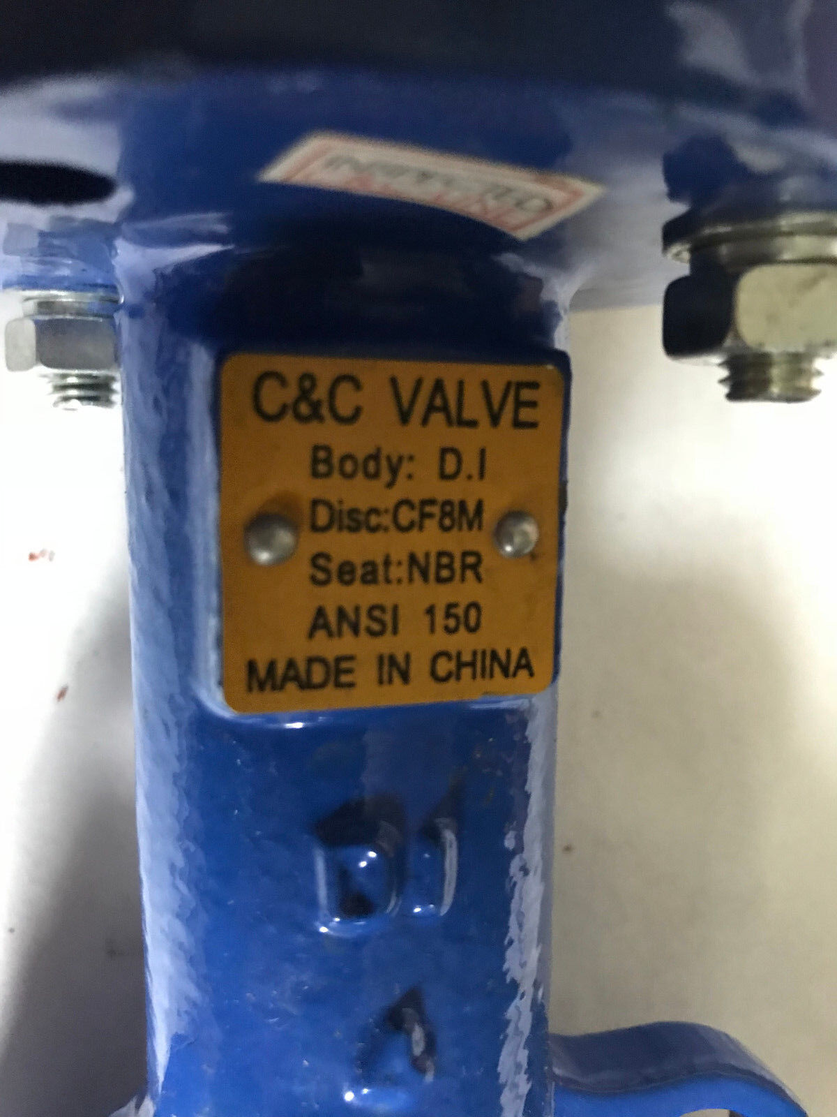 New C&C Valve Cf8m 5" Butterfly Valve, Body D.I, Ansi 150, Seat Nbr,Ad
