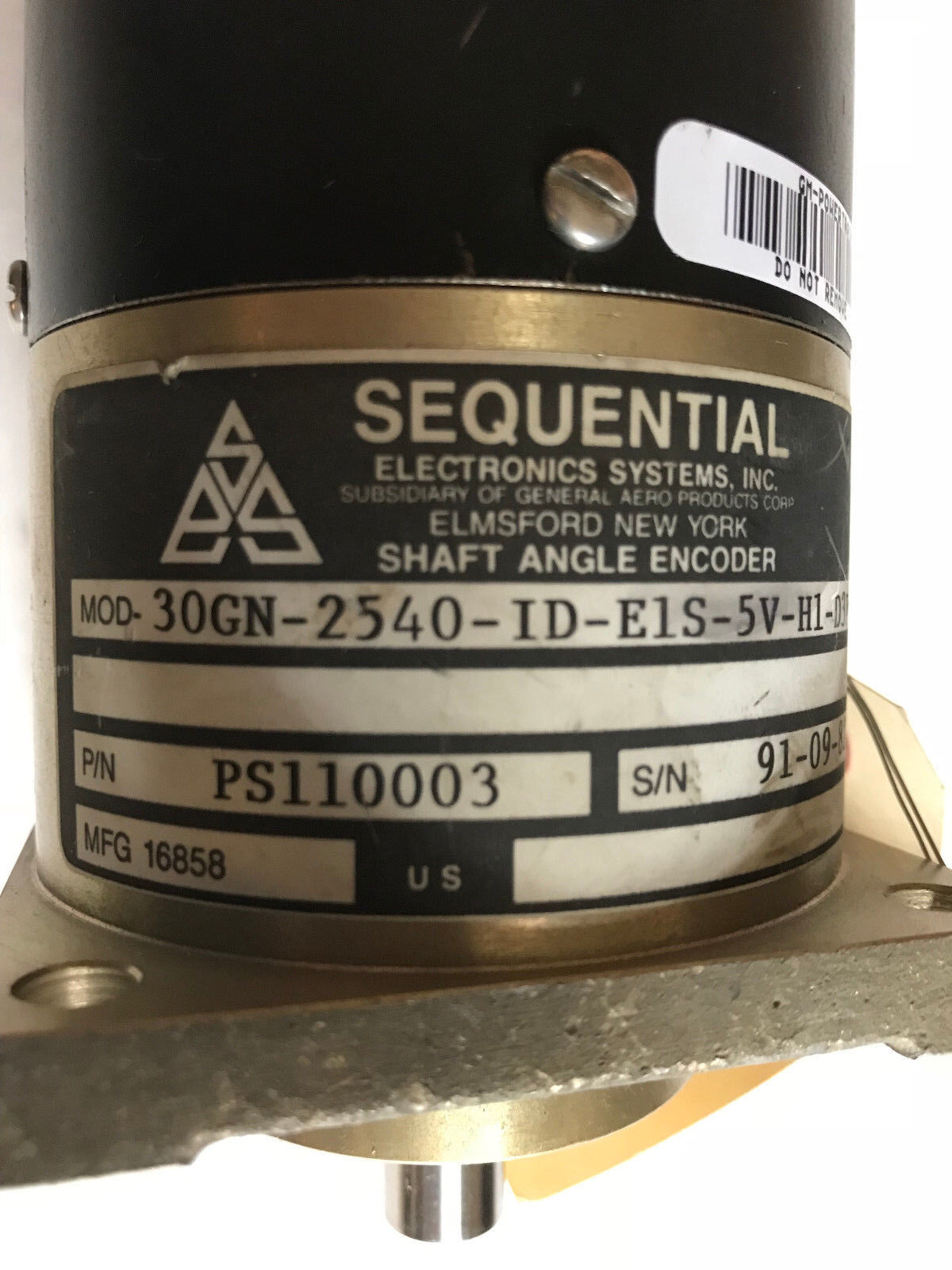 Sequential 30Gn-2540-Id-E1s-5V-H1-D3f-B1-T,Ps110003 Shaft Encoder (Damaged),Sb