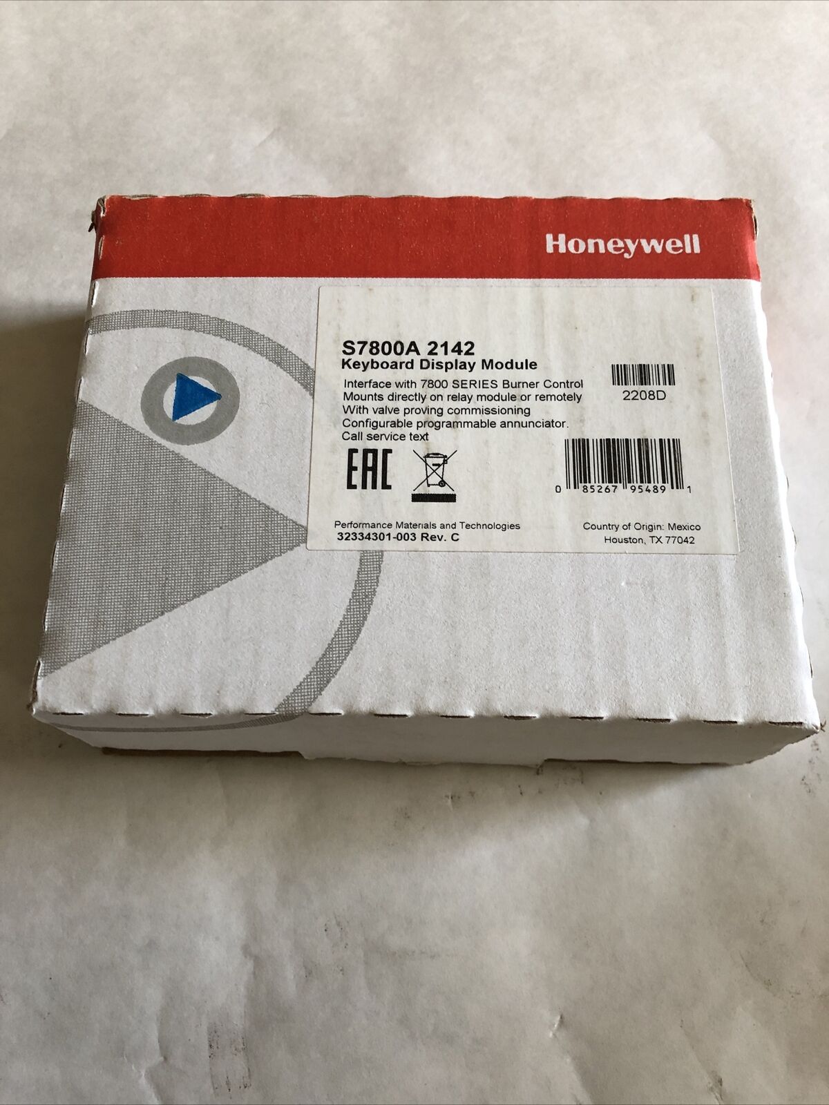 Honeywell S7800 A 2142 Keyboard Display Module English,S7800a 2142,S7800a1001,Sj