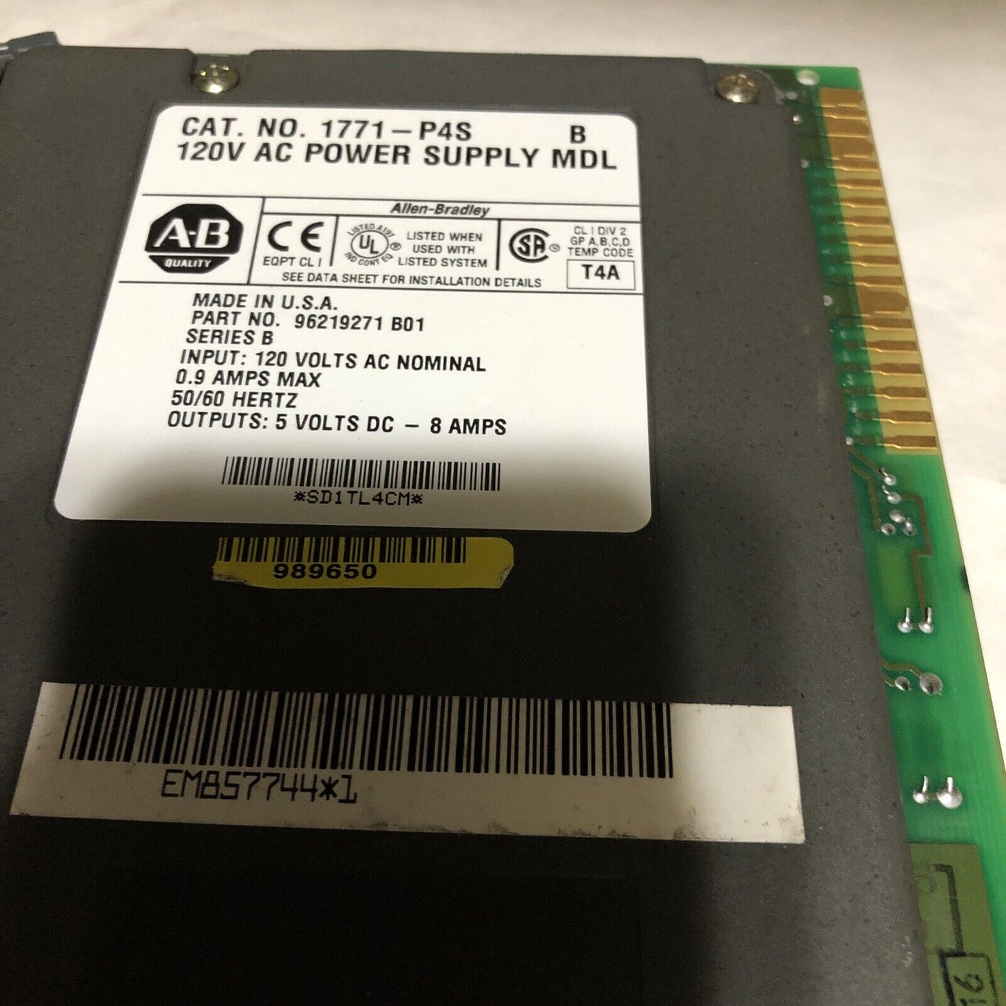 Allen-Bradley 1771-P4s Allen Bradley Plc 120V Ac Power Supply 96219271 B01,Bd