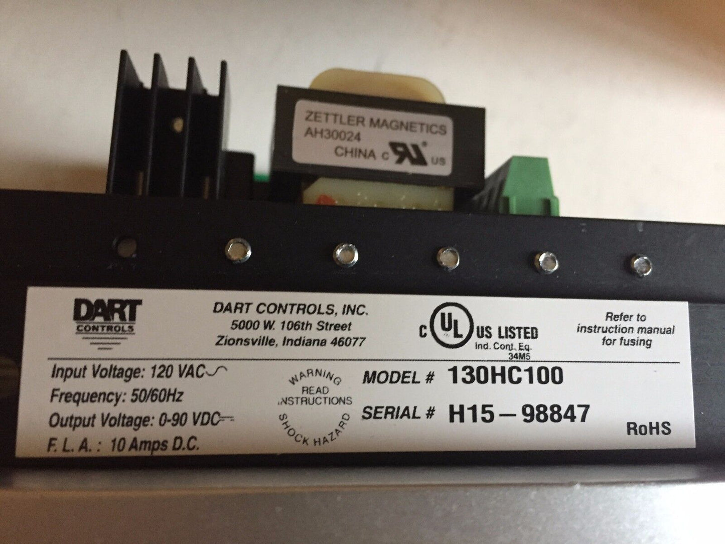New Dart Controls 130Hc100, Reversing Controller 0-90Vdc,Ea