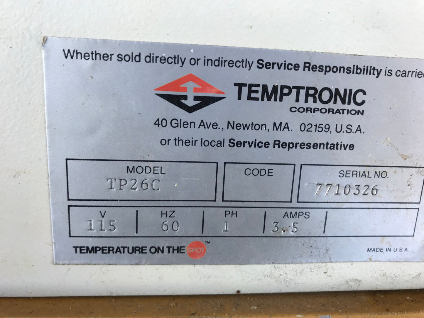 Temptronic Tp26c Thermospot Control Unit, 115Vac, 1-Phase, 3.5A,Ti
