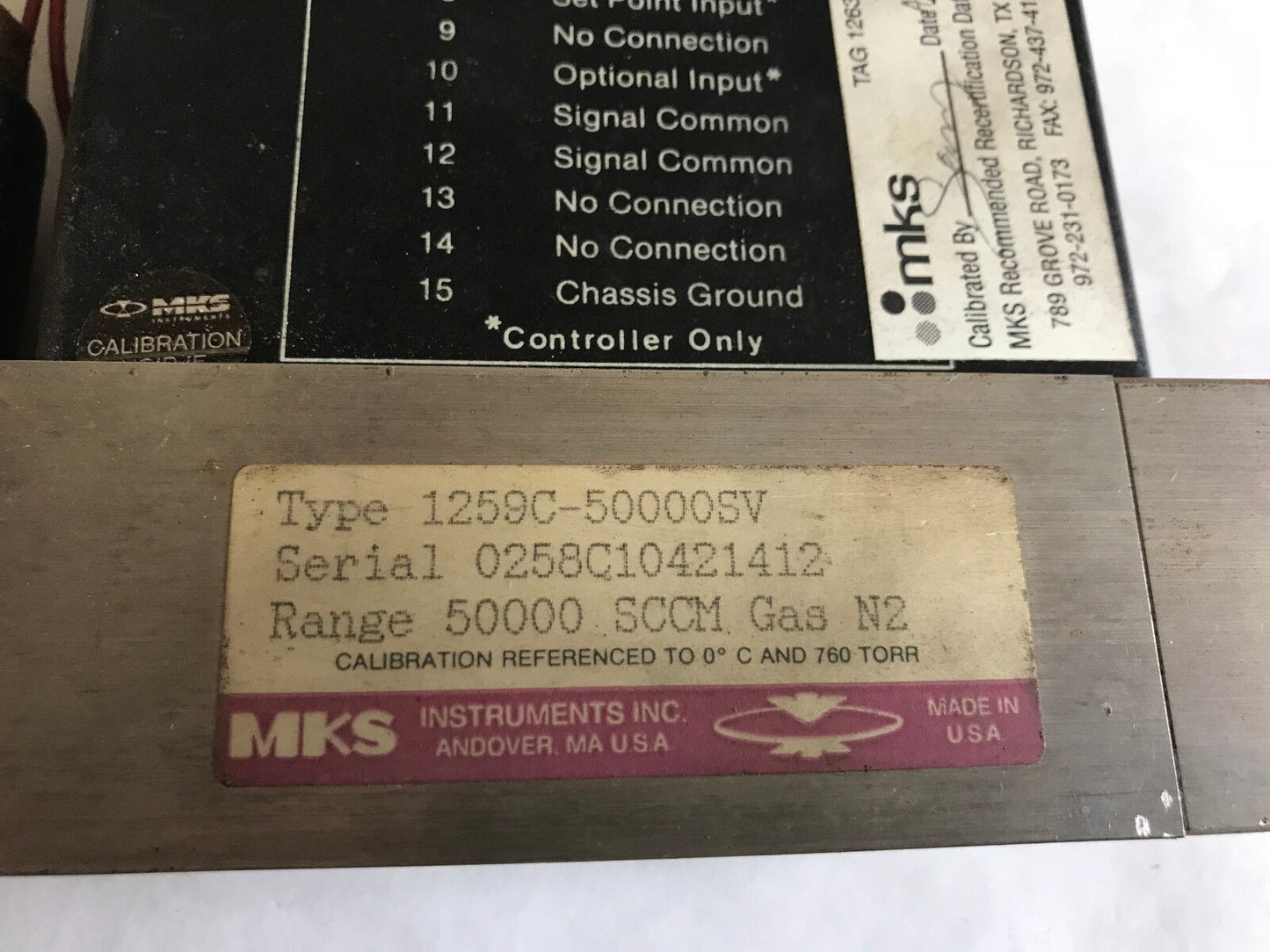 Mks Instruments 1259C-50000Sv Mass Flow Controller Range 50000 Sccm Gas N2,Sa