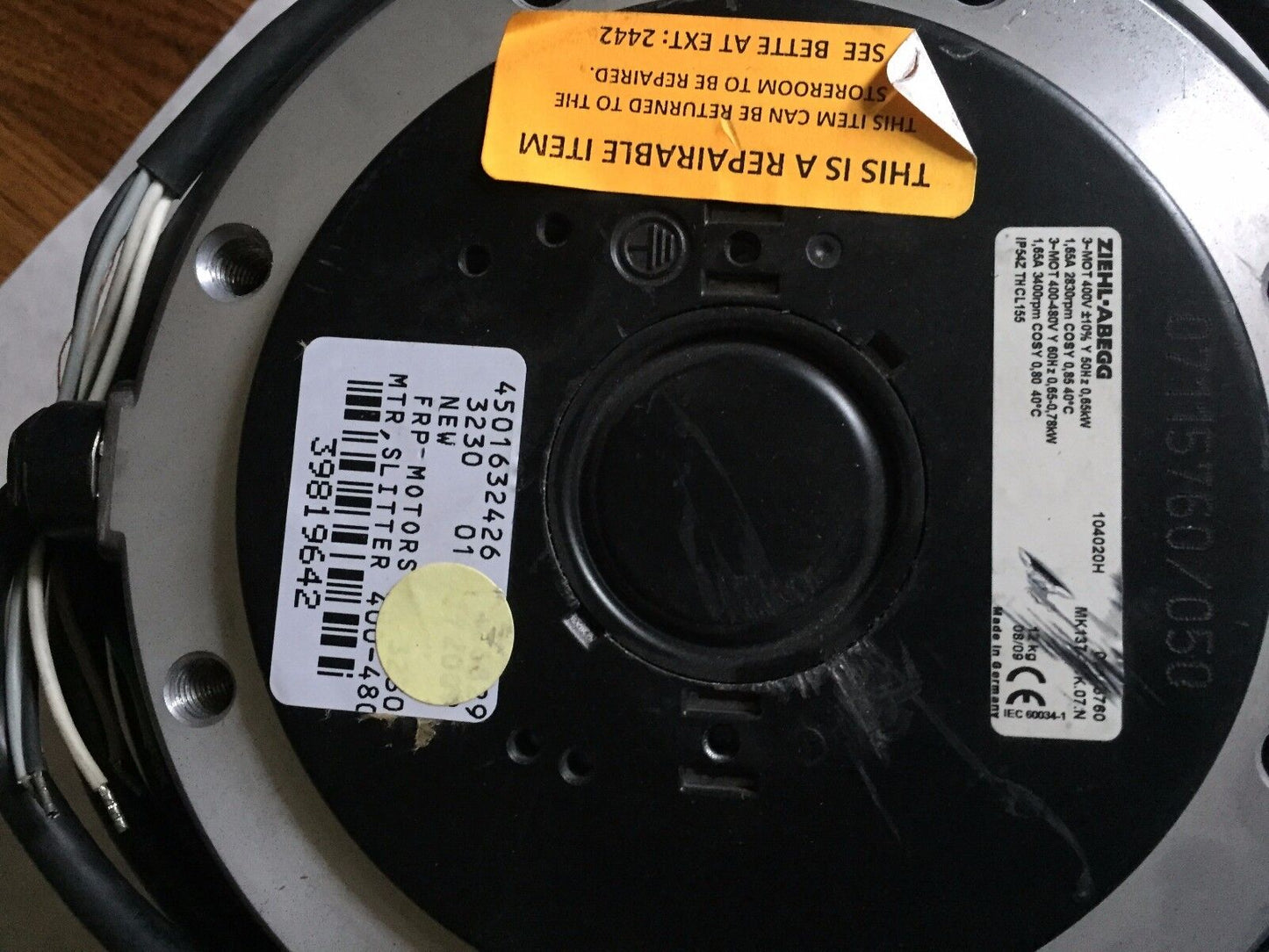 New Ziehl-Abegg 104020H,07115760/050 External Rotor Motor,0.78Kw,3Ph,400V,Bm