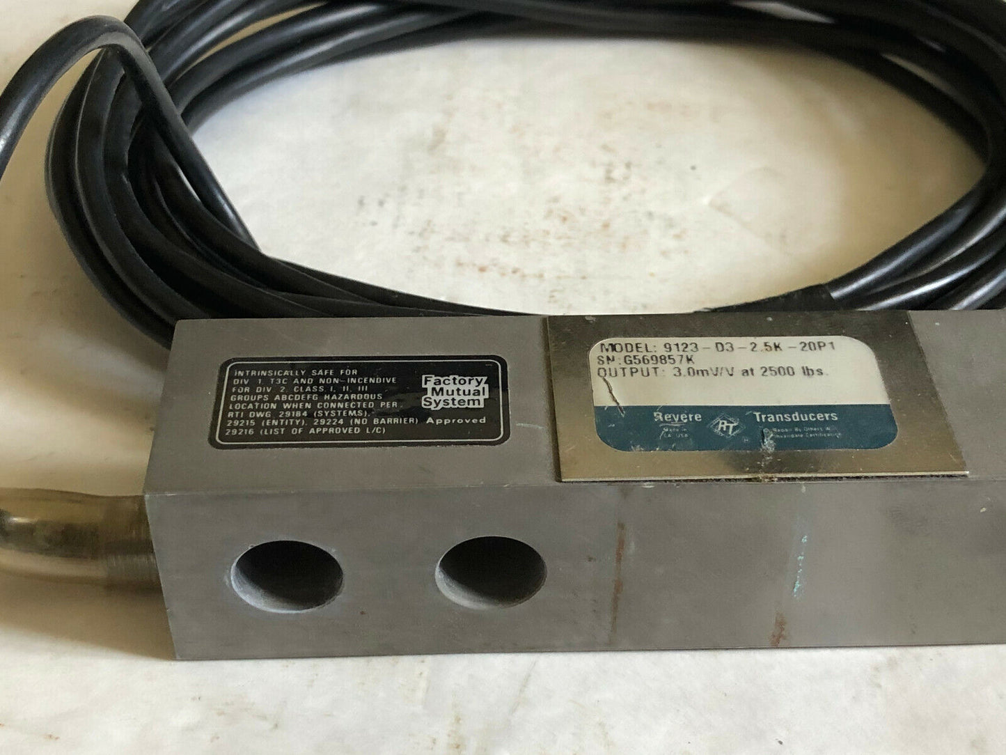 Revere 9123-D3-2.5K-20P1 Transducer,Load Cell Transducer 3.0Mv/V At 2500 Ibs,Ar