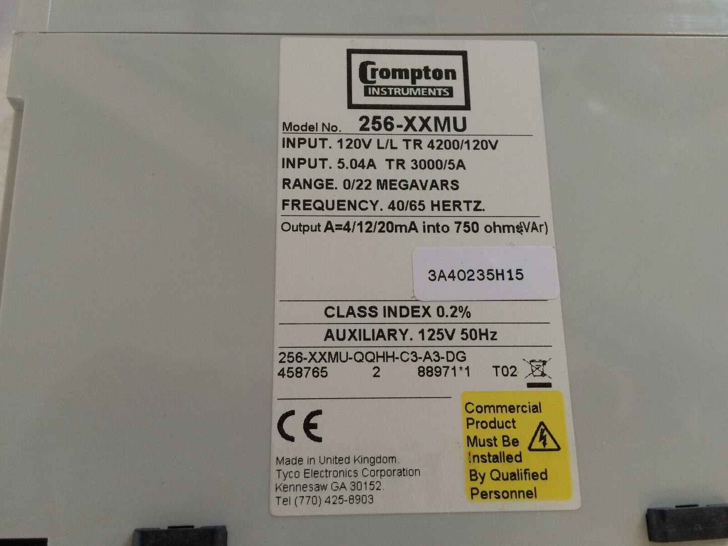 New Crompton 256-Xxmu Paladin Transducer 5.04A 120V,3P,256-Xxmu-Qqhh-C3-A3-Dg,Ee
