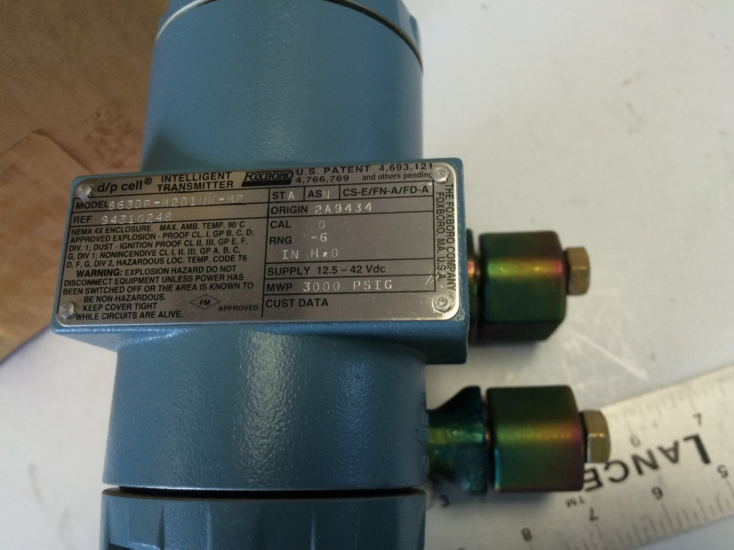 Foxboro 863Dp-M2d1nk-Mp Invensys Pressure Transmitter 0-6In H2o 863Dpm2d1nkmp,Bq