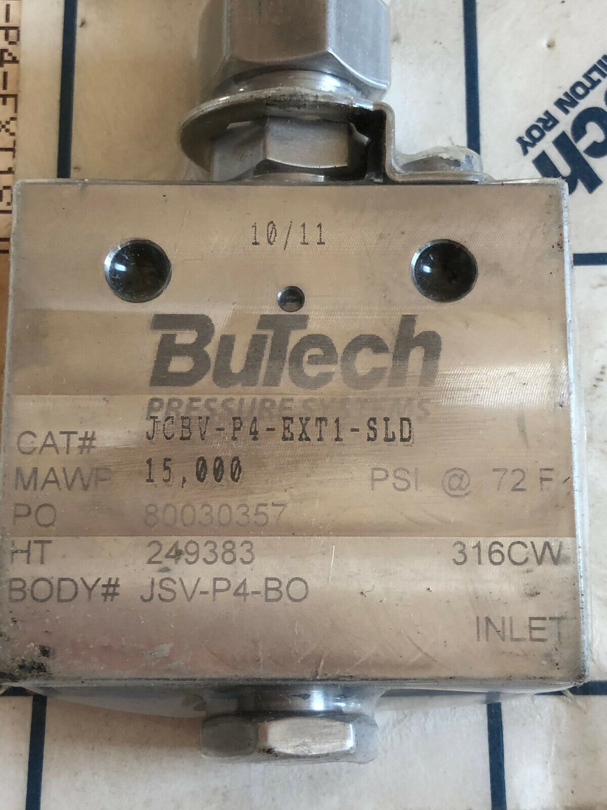 Butech Jcbv-P4-Ext1sld Butech Jsv-P4-Bo,15,000 High Pressure Valve 1/4" Npt,Fg