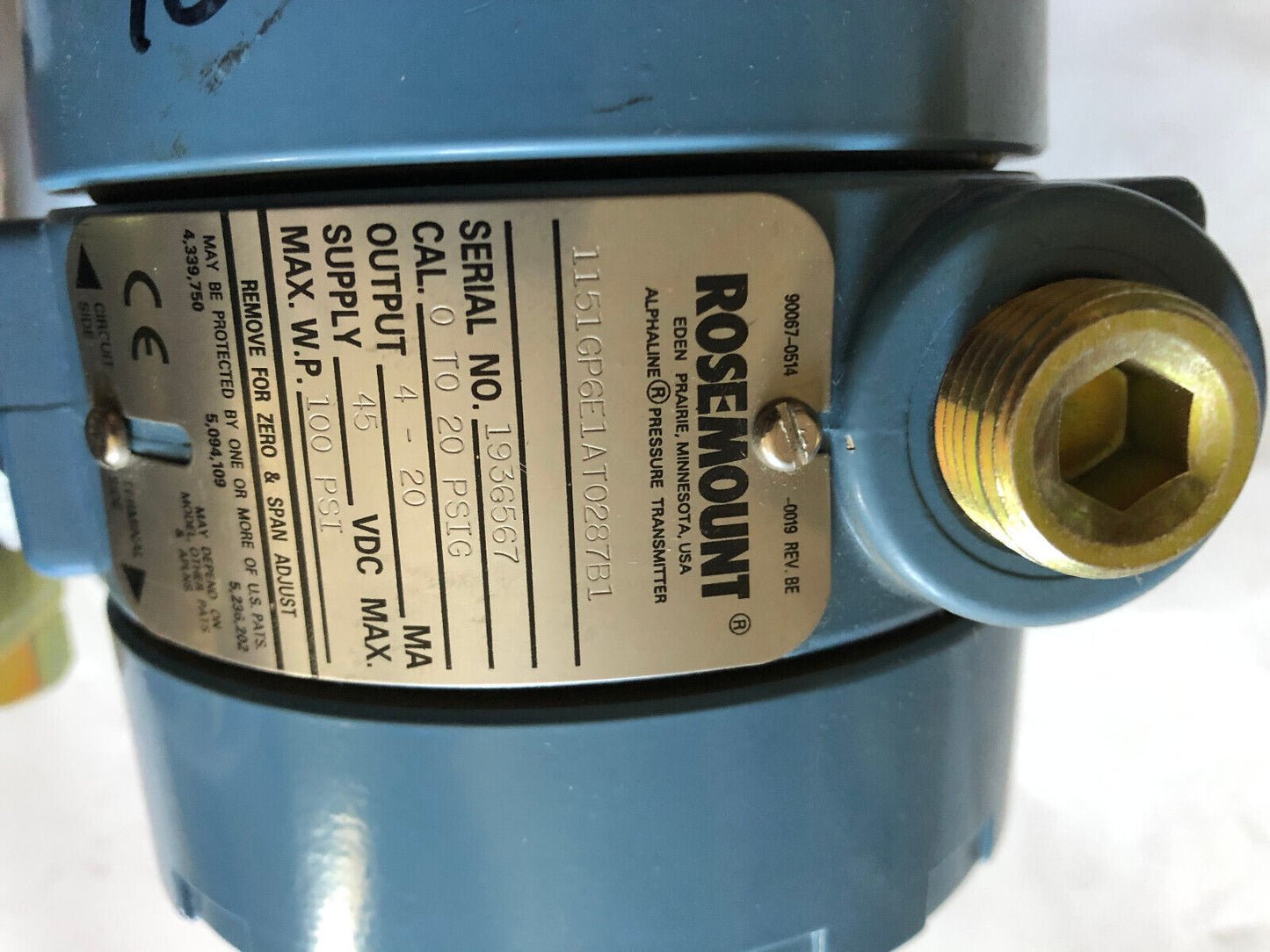 Rosemount 1151Gp6e1at0287b1 Alphaline Pressure Transmitter,1151Gp6e1ato287b1,Bn