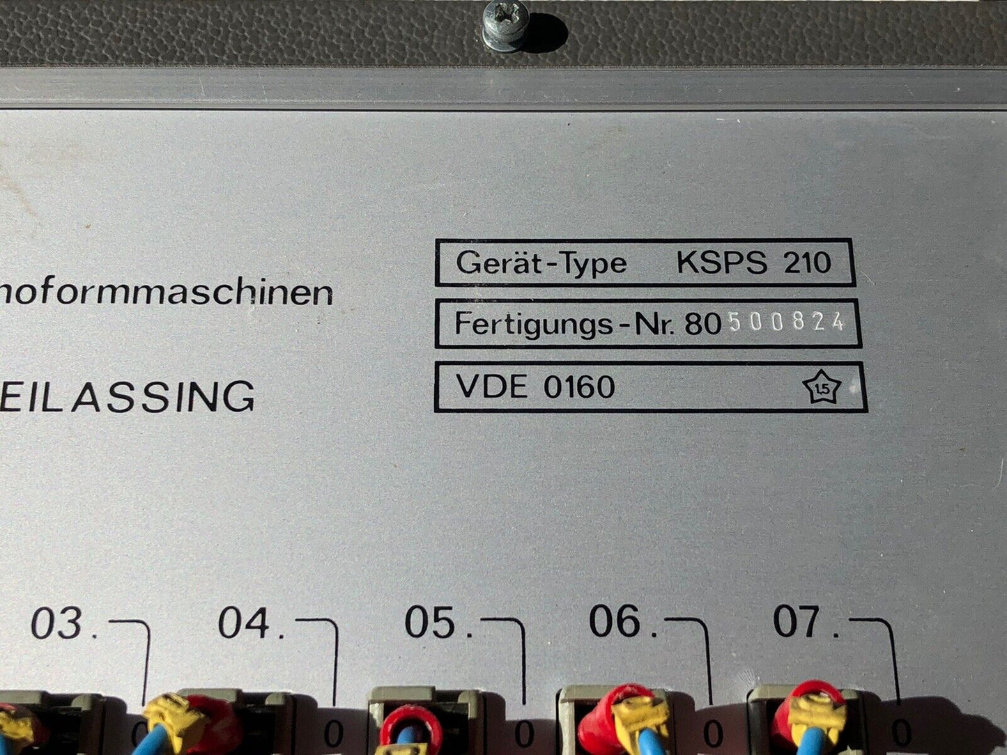 Kiefel Ksps 210 Thermoformmaschinen Machine 80500824 Freilassing Vde 0160,Cl