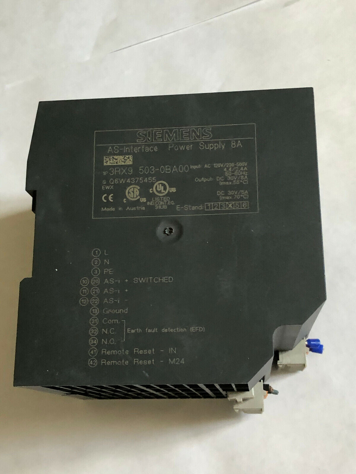 Siemens 3Rx9 503-0Ba00,63801,As-Interface,8A Power Supply,3Rx9 503-Obaoo,Co