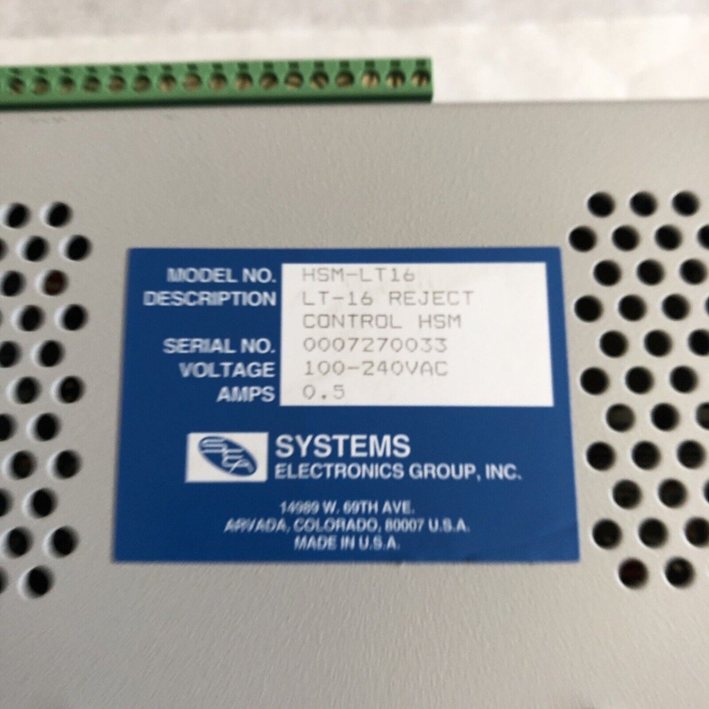 New Systems Electronics Group Hsm-Lt16 Reject Control Assembly,Hsm Lt16 ,Az