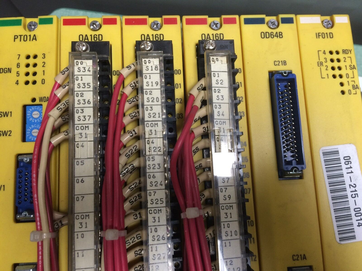 Fanuc Plc Module & Backplane Lot, Pt01a,Oa16d,Od64b,If01d,A03b-0801-C004,Be