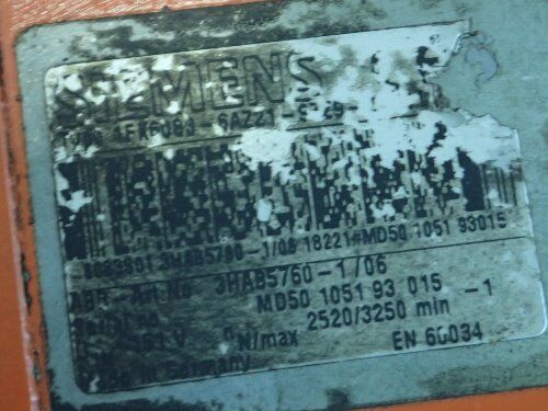 Siemens 1Fk6083-6Az21-9Zz9-Z S01,Abb 3Hab5760-1/06 Serov Motor,3Hab57601 06,Td