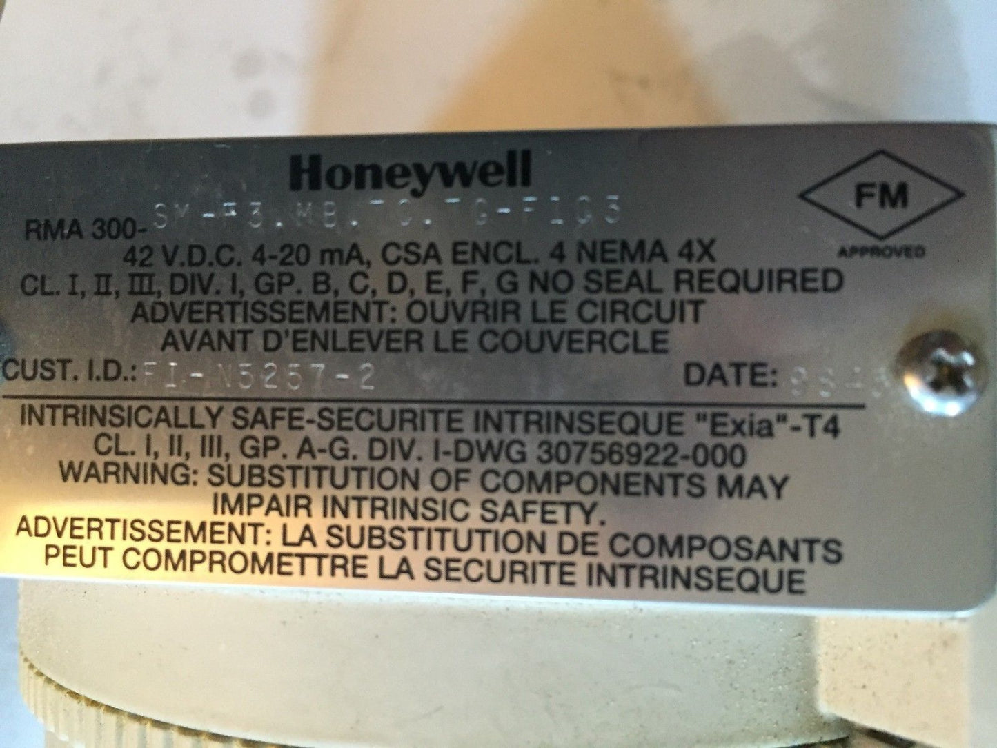 New Honeywell Rma300-Sm-F3-Mb-Tc-Tg-F1c3,Honeywell Rma300 Meter Proof,Be