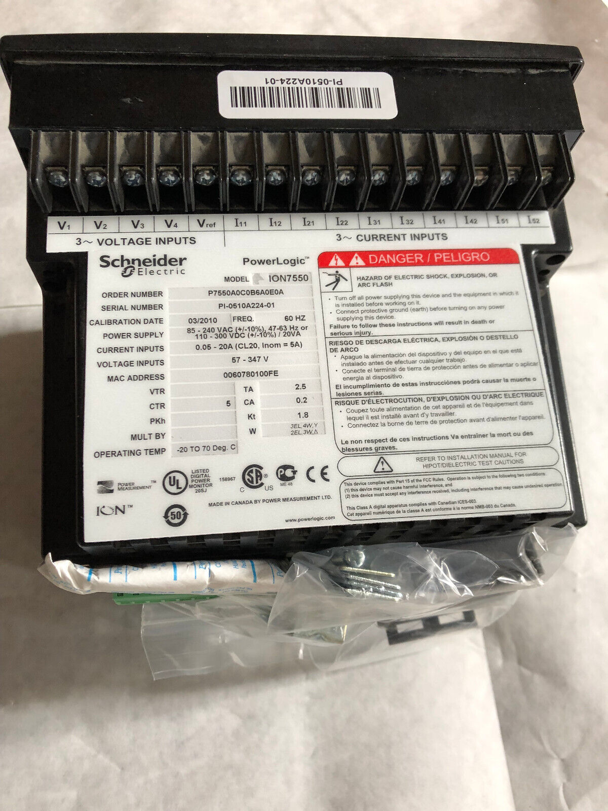 New Power Measurement Ion7550 Powerlogic Ion Energy & Power Meter 7550,Bm