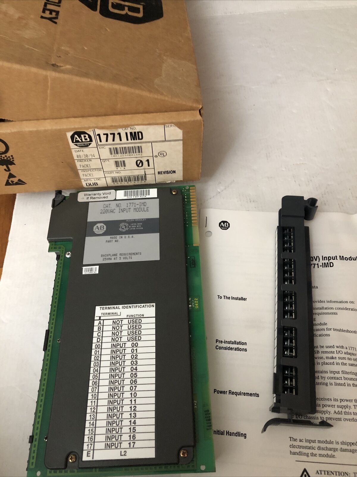 New Allen Bradley 1771-Imd Input Module 220Vac 16Point Plc5,1771Imd,Cw