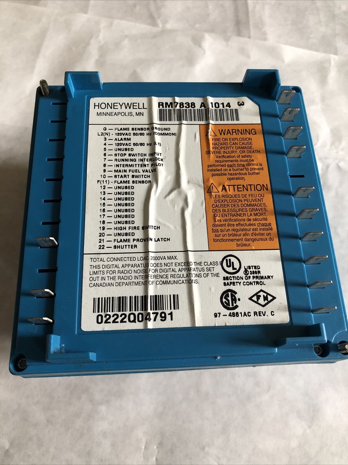 Honeywell Rm7838a1014 Burner Control Rm7838 A 1014 Module ,Bi,Cw