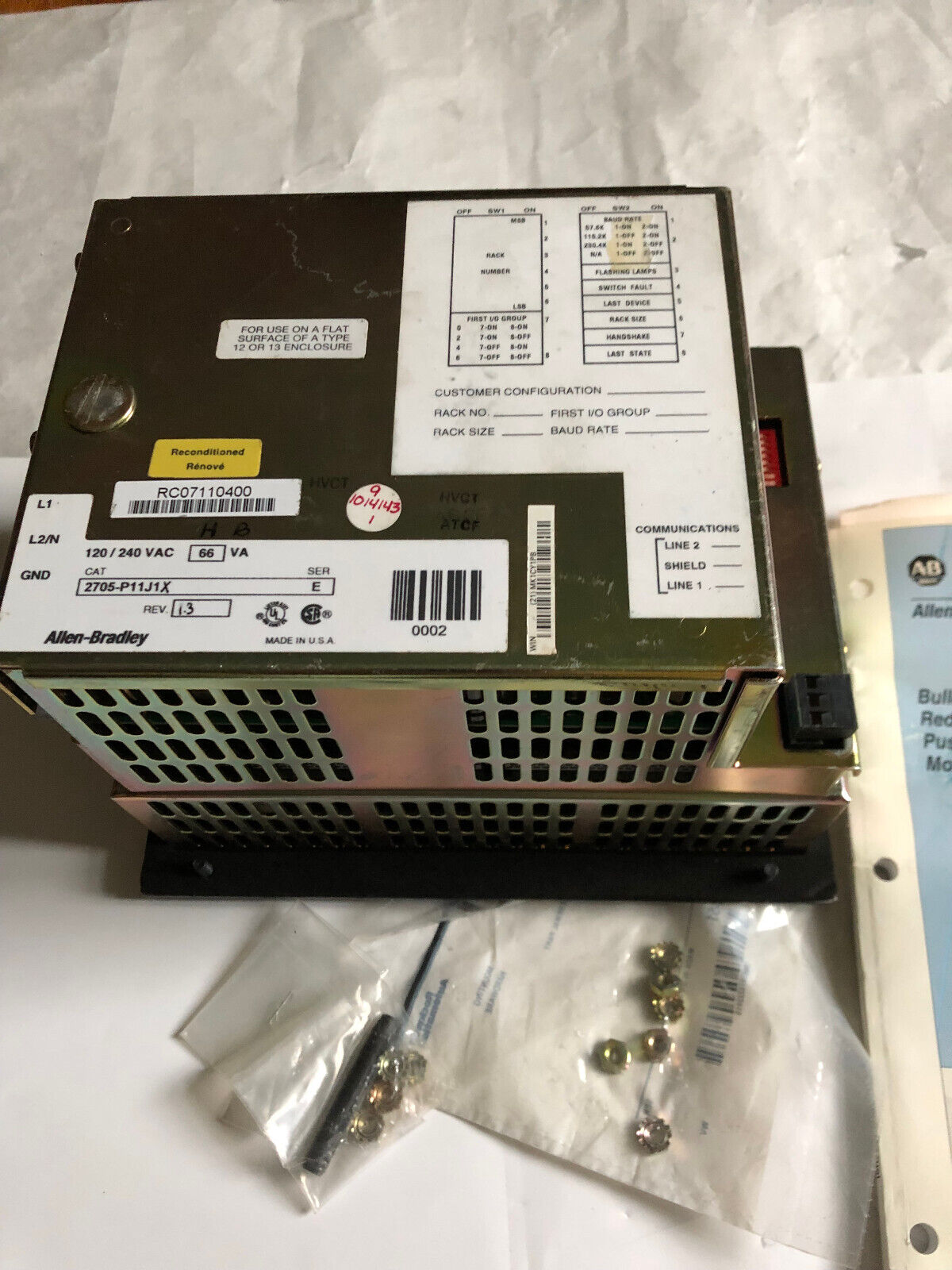 New Allen Bradley 2705-P11j1x Lighted Pushbutton Opertor Interface,2705P11j1x,An
