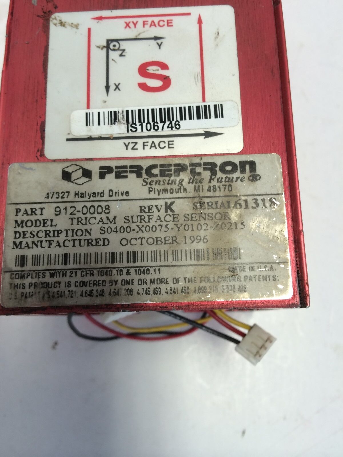 Perceptron S0400-X0075-Y0102-Z0215 Tricam Laser Digital Surface 912-0008,Bf