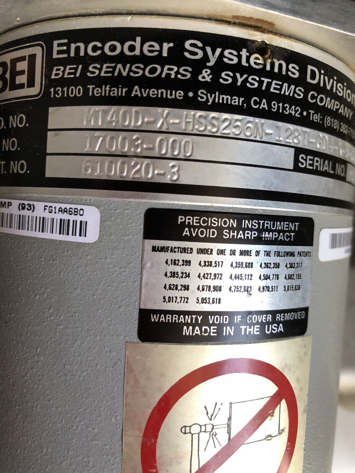 Bei 1683-1012 Motion Systems Encoder Mt40d-X-Hss256n-128T-Gd4-X-S-C14-S-5,Tk
