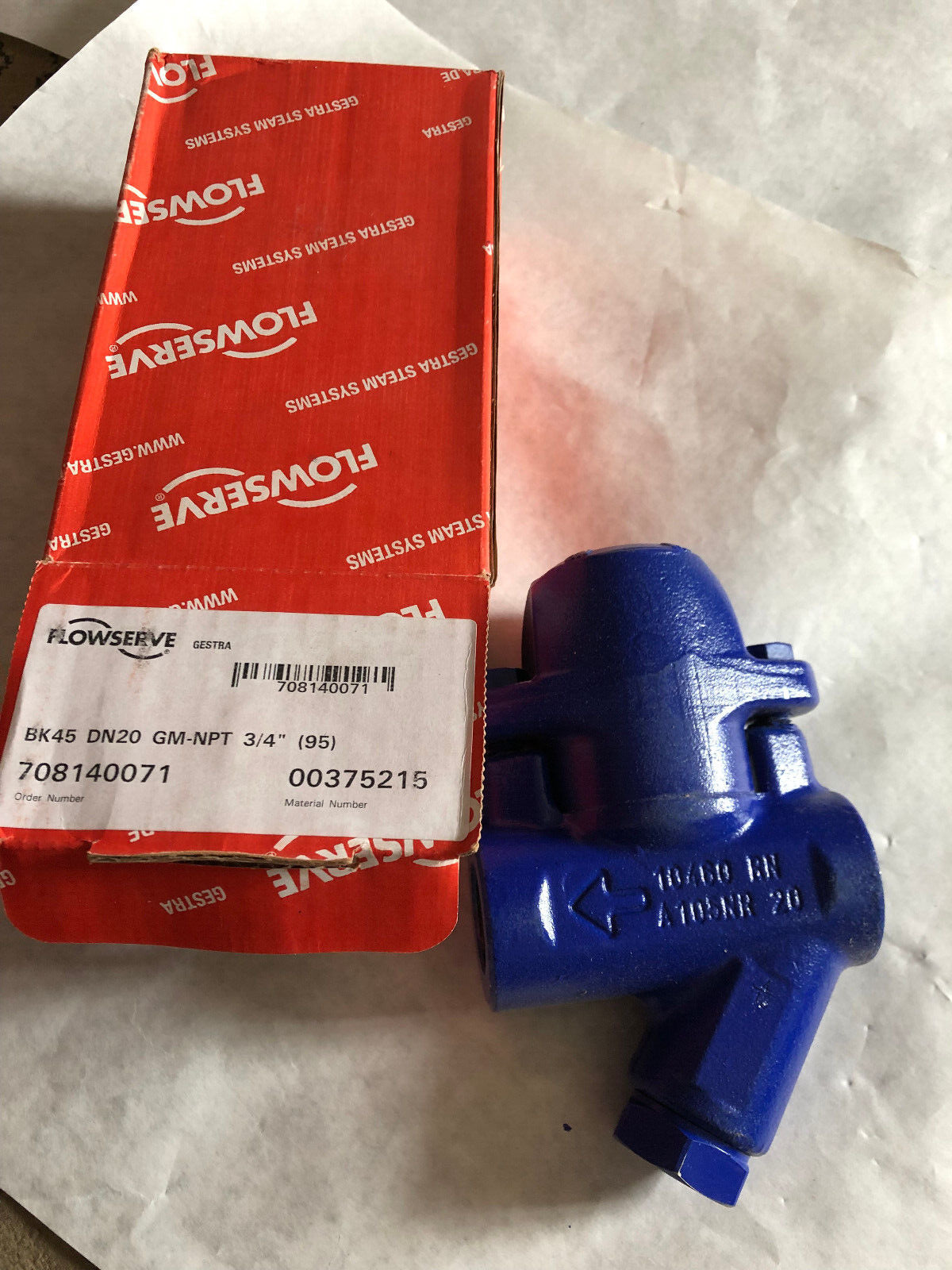 3/4" Flowserve Bk 45 Dn 20 3/4" Cl 300 Thermostatic Steam Trap,Gestra 0460 Rn,Ao