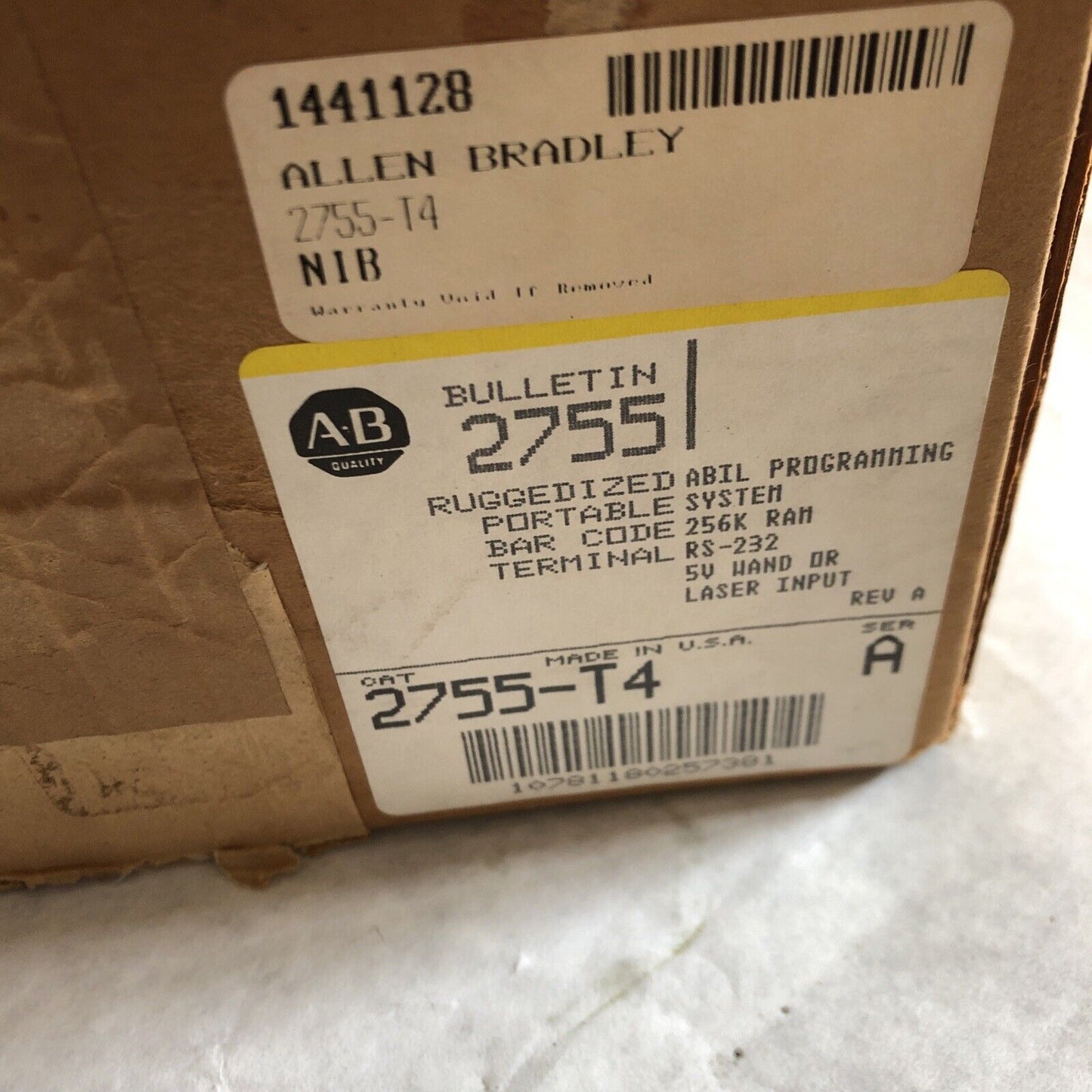 New Allen Bradley 2755-T4 A Portable Bar Code Reader/Terminal Plc Programmer,Cg