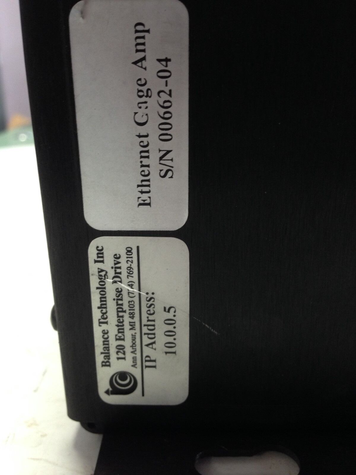 Balance Tech Ethernet Gage Amp Ip Address 10.0.0.5,Az