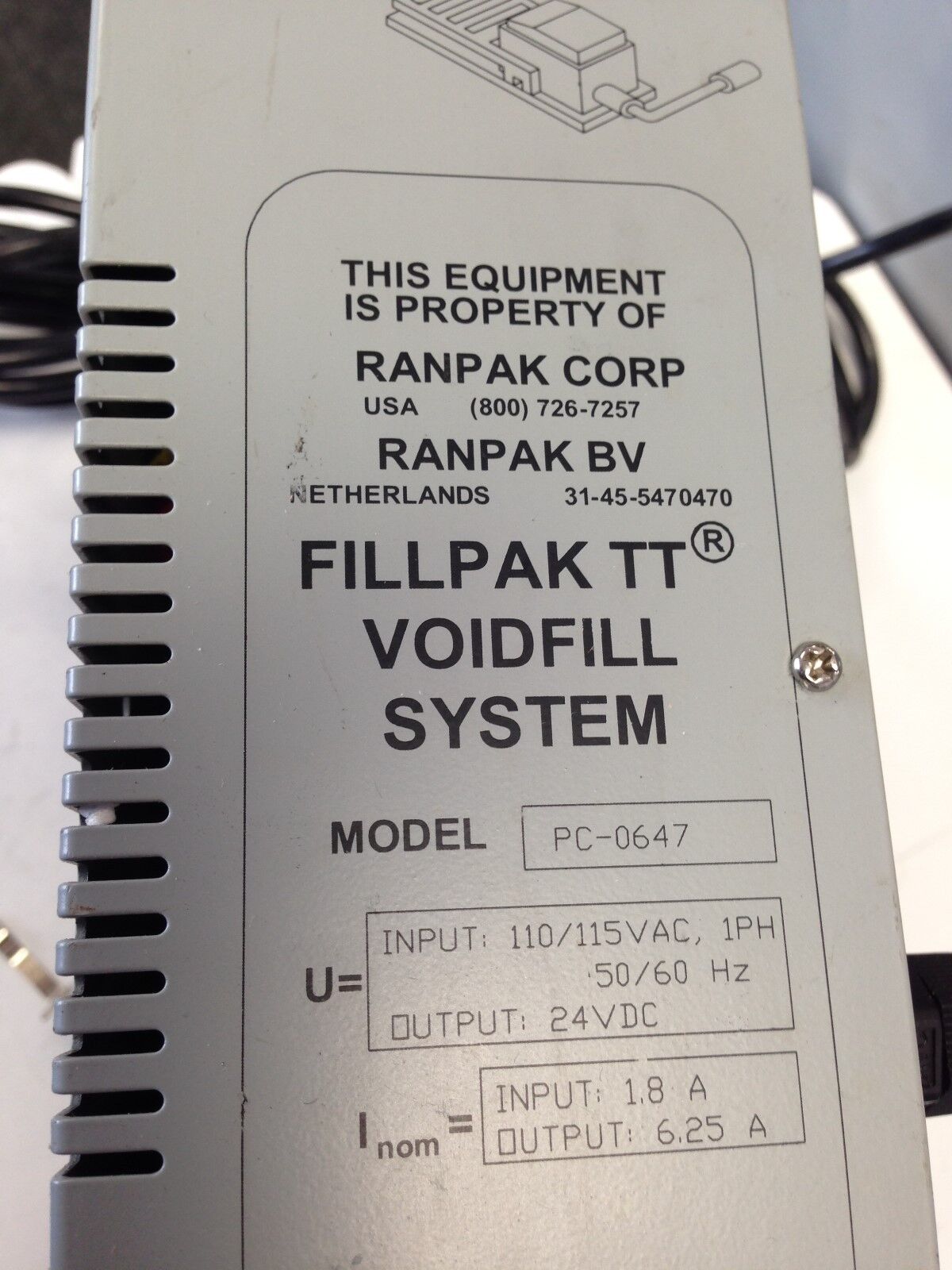 Ranpak Bv Pc-0647 Fillpak Tt Voidfill System Controller & Footswitch,Da