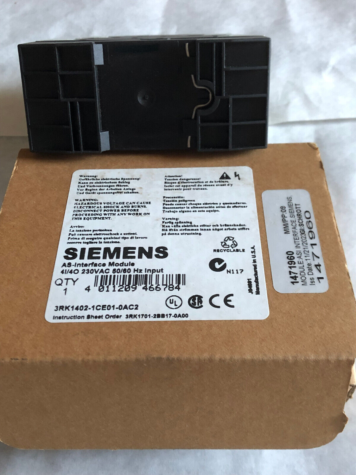 New Siemens 3Rk1402-1Ce01-0Ac2 230 Vac Actuator Sensor Slimline Module,Ad