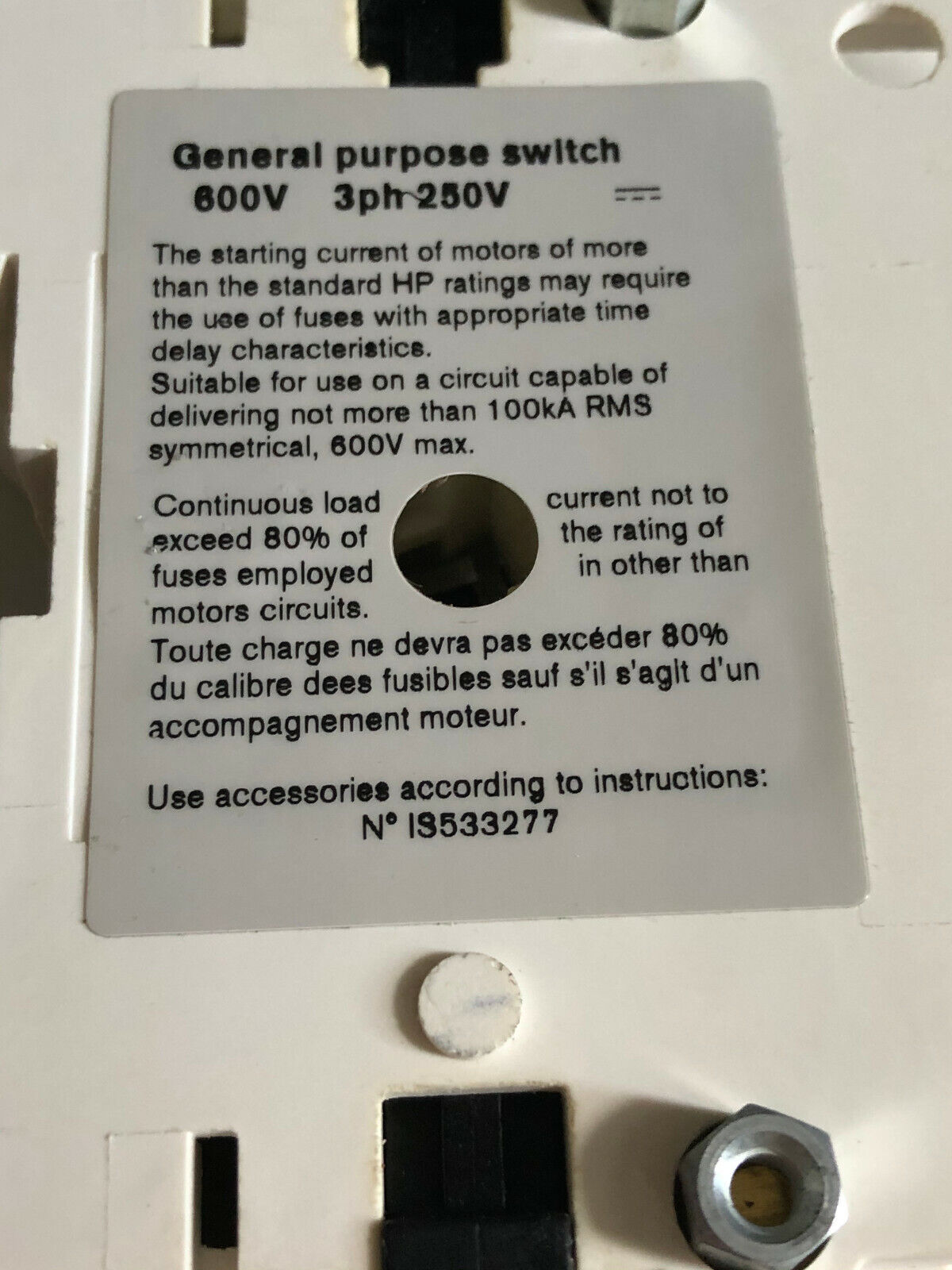 New Socomec Fuserbloc Cc30a / 38603003 Switch 30 Amp, 600V,Cc30a/38603003,Am