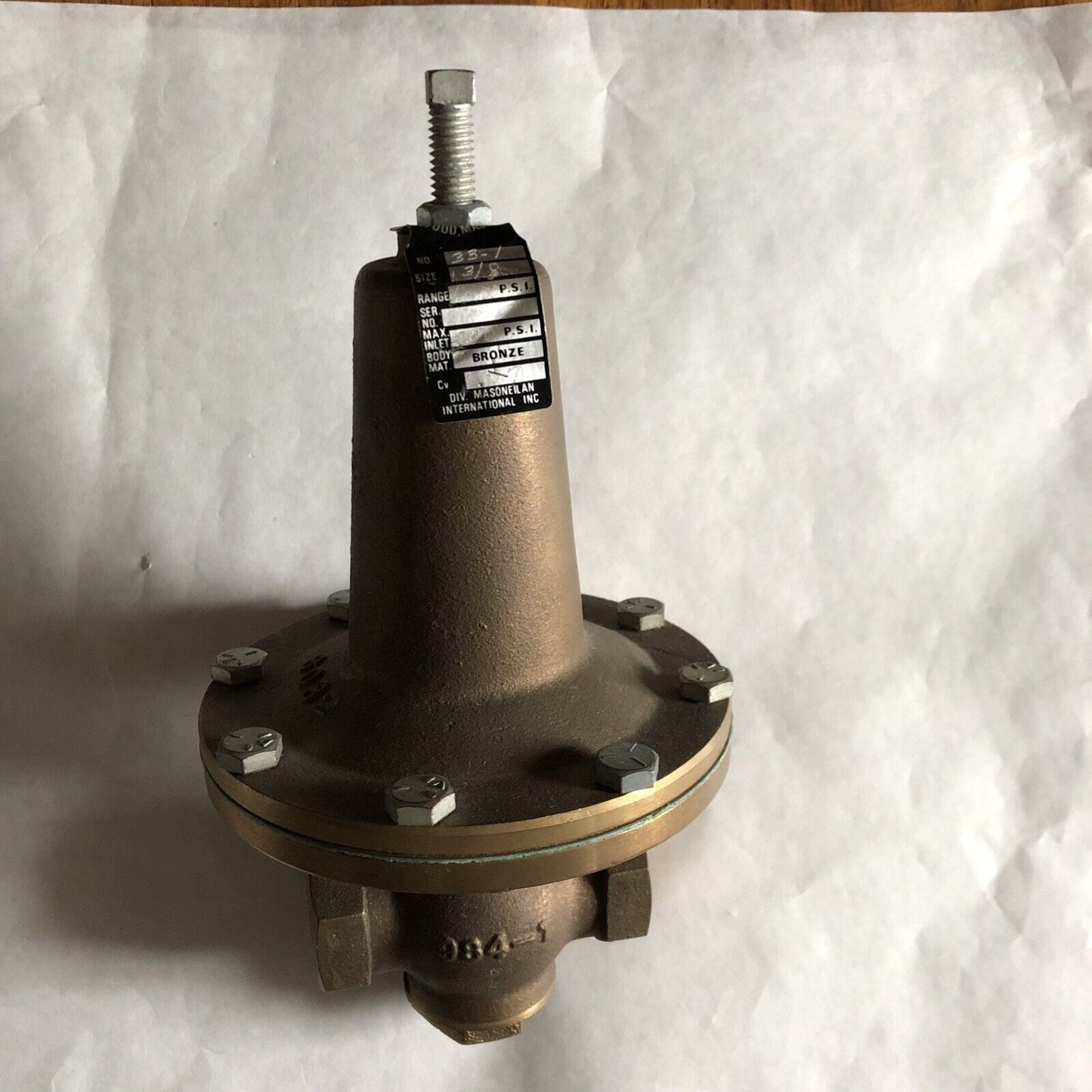 Masoneilan 33-1,3/8" No 33-1 Bronze Relief Valve Regulator 60-100Psi Cv 27,Al