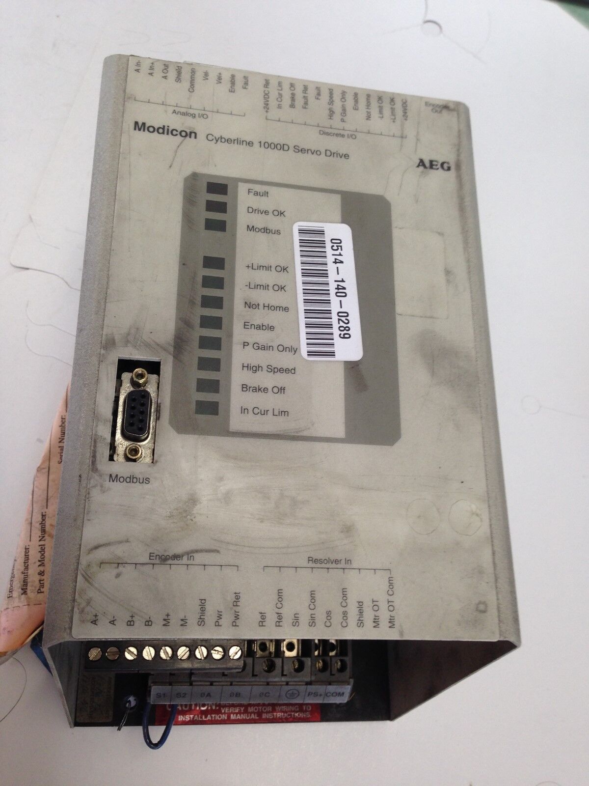Aeg Modicon Dr-D020-001 Cyberline 1000D Servo Drive As-012B-202, Aeg,Eb