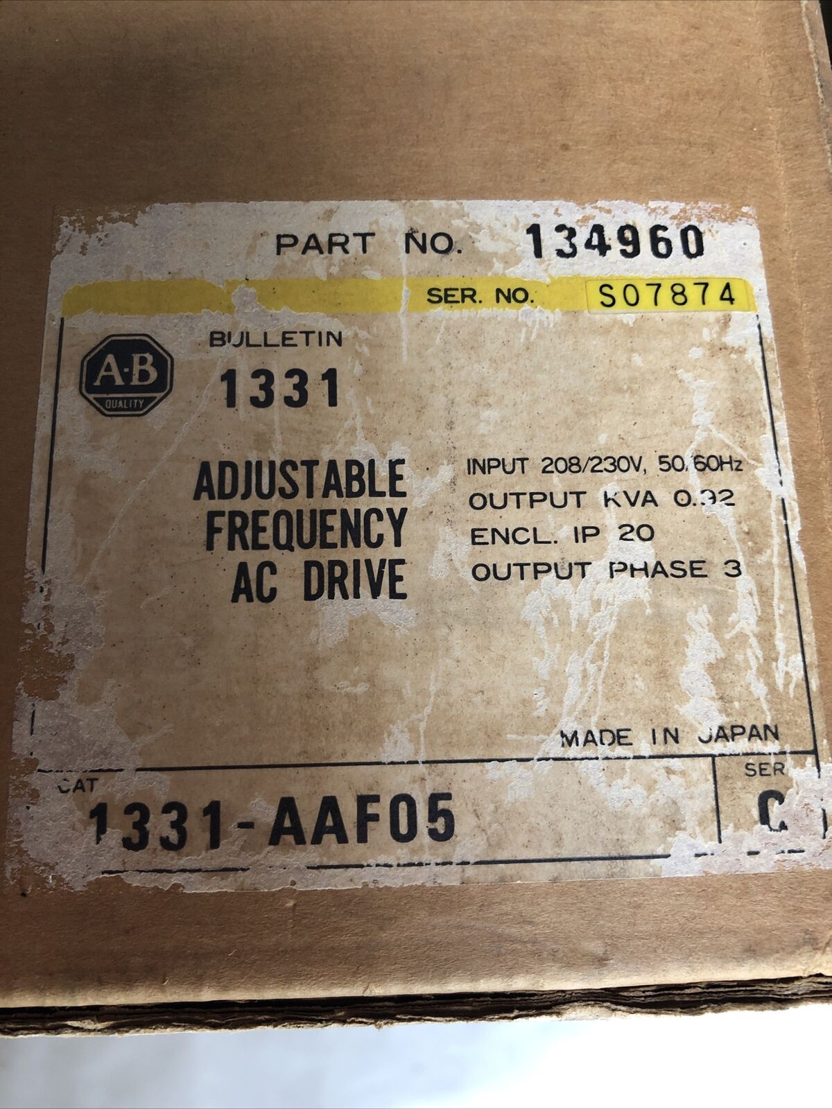 New Allen Bradley 1331-Aaf05 Drive 1/2Hp 230V Nema Type 1,Fb