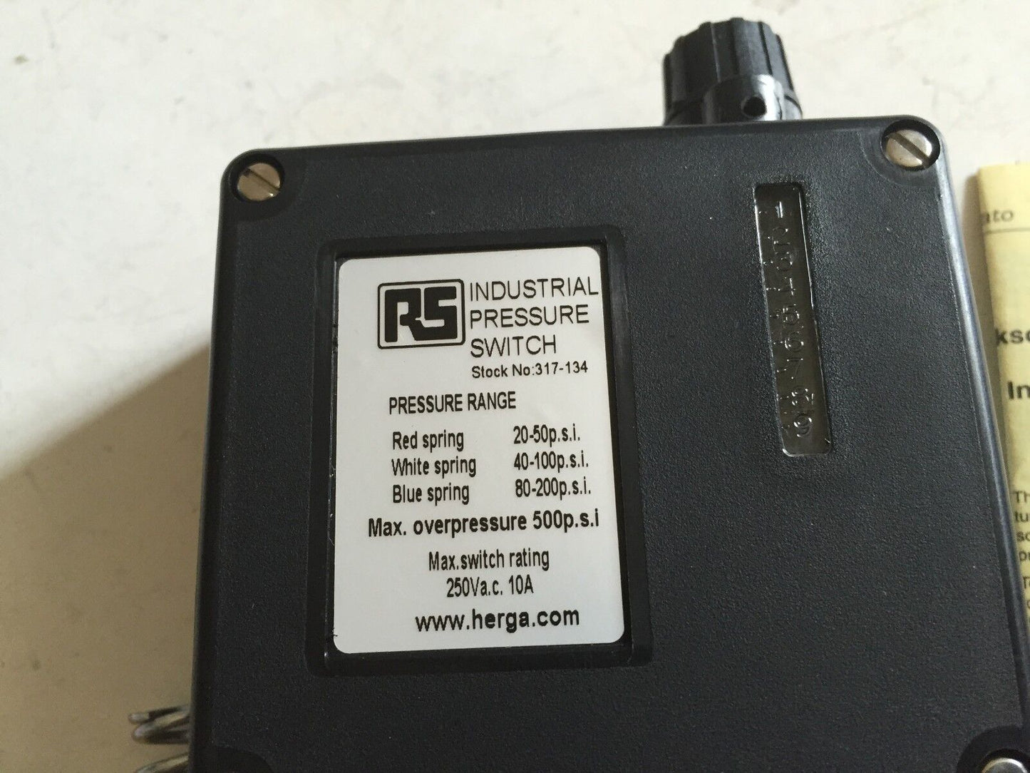 New Rs 317-134 Variable Industrial Psi Switch, 500Psi Max Overpressure,Tk