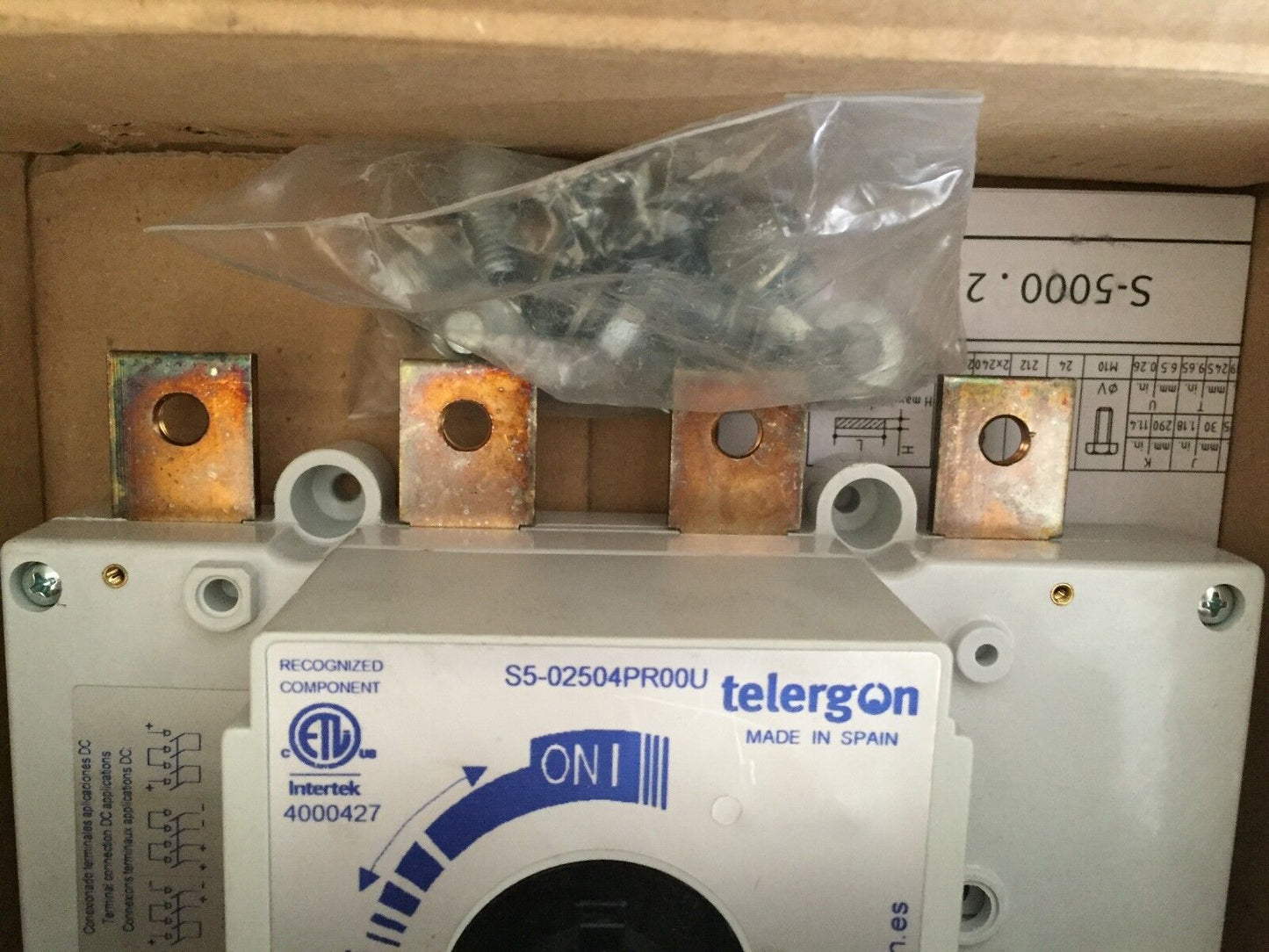 New Telergon S5-02504Pr00u Disconnect Switch 1000Vdc, 250A,Ck