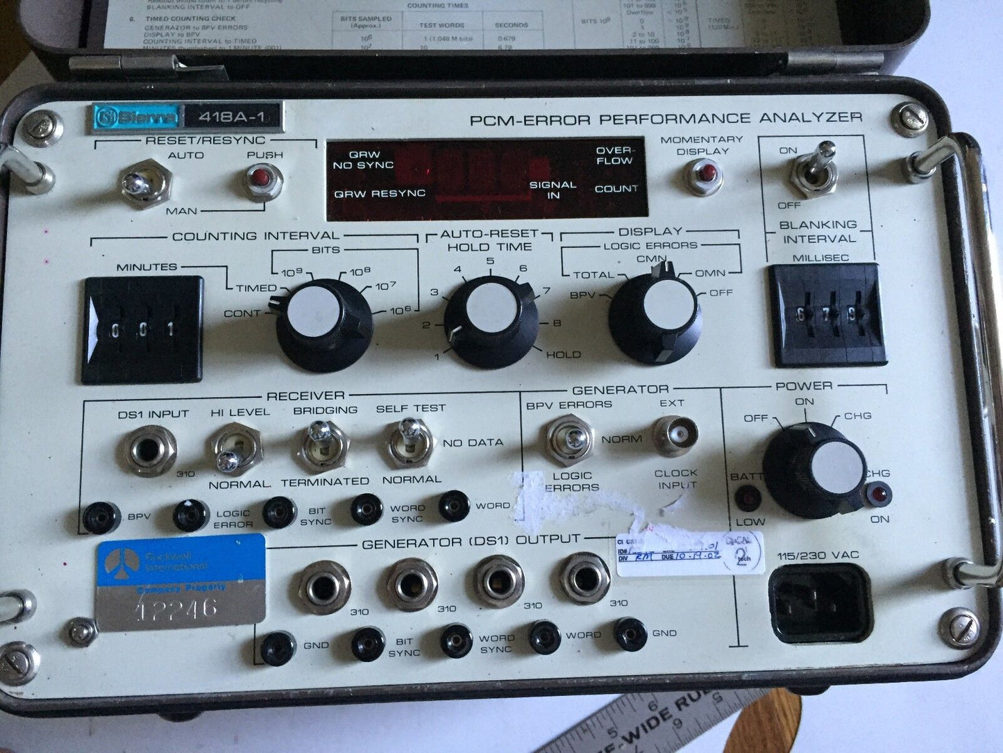 Sierra 418A-1,Siera 418A-1 Electronic 418A-1 Pcm-Error Performance Analyzer,Ta