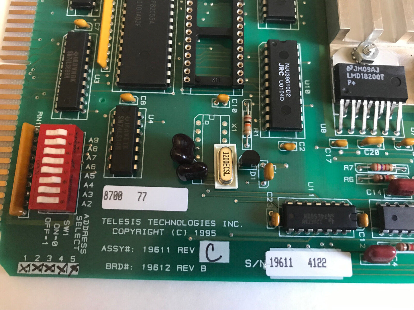 New Telesis 19611 Rev C Brd 19612 Rev B, Pin Stamp Control 19611 Board ,Su