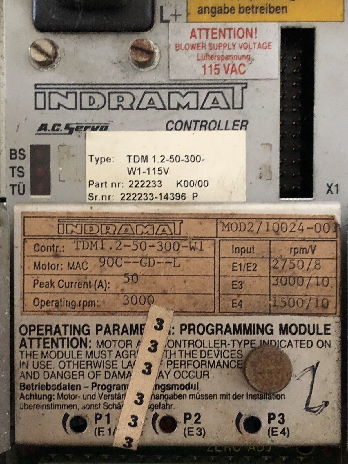 Indramat Tdm 1.2-50-300-W1-115V Ac Servo Drive Tdm1.250300,Tdm 1.2-50-300-W1,Ar
