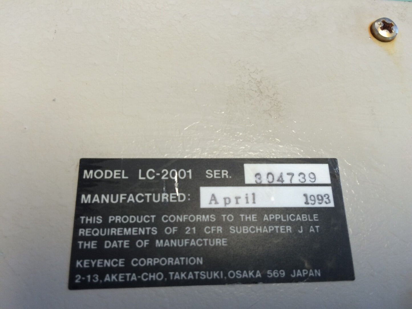 Keyence Lc-2001 Corp Laser Displacement Meter Lc-2001 (Excellent Condition),Sj