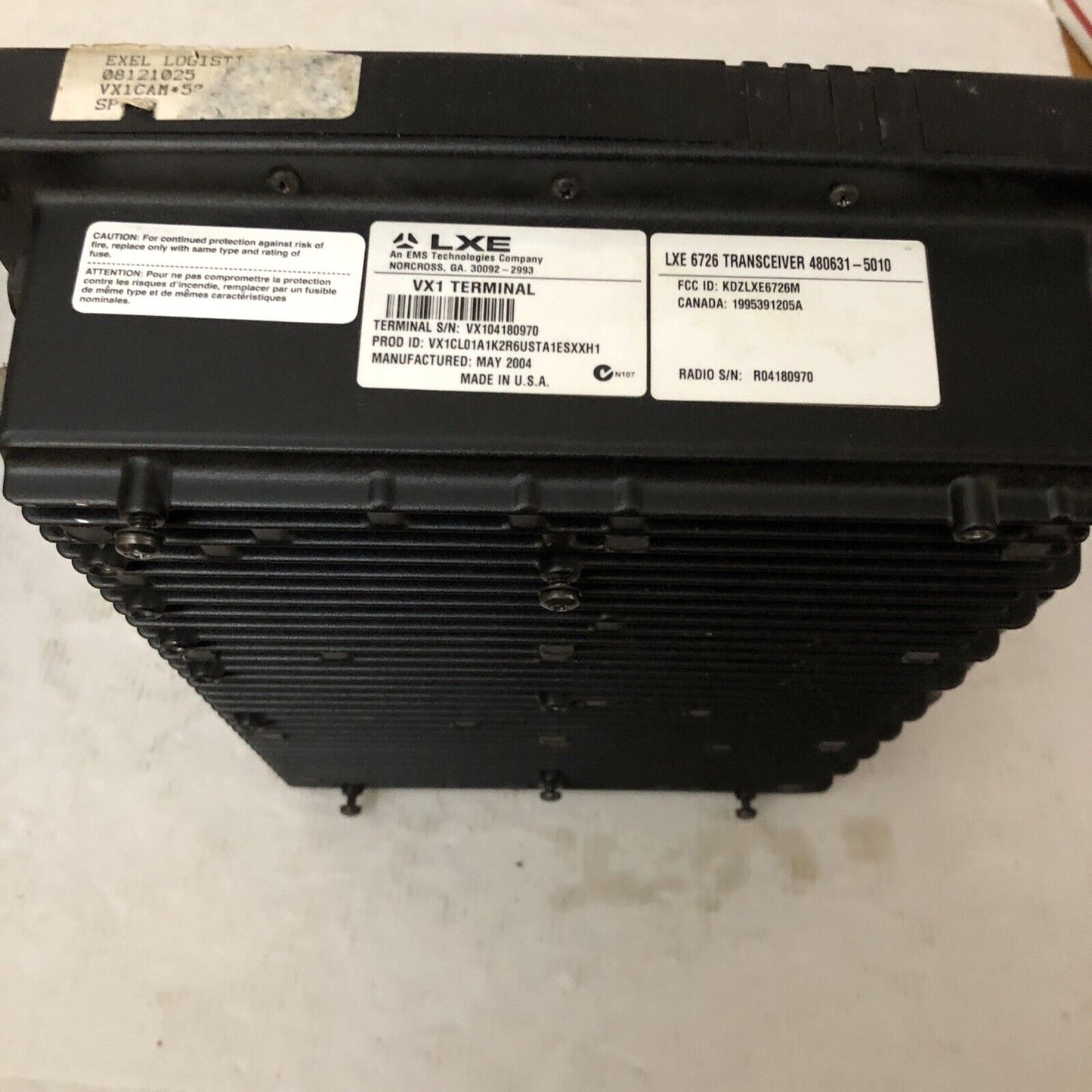 Ems 12- Vx1cl01a1k2r6usta1esxxh1,Vx1,Lxe 6726 Transceiver,Lxe 480631-5010,Cs