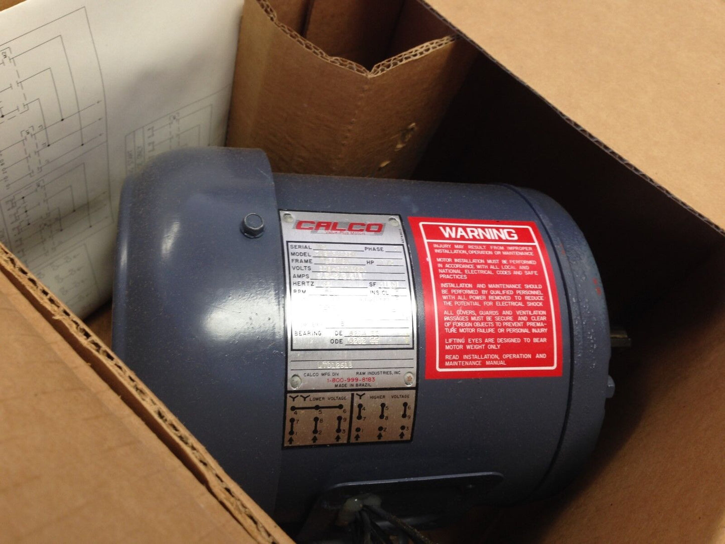 New Calco 3Ae05405bk Calco Motors 1.5Hp 1720Rpm 208-230/460Vac 3Phase,Fa,Av