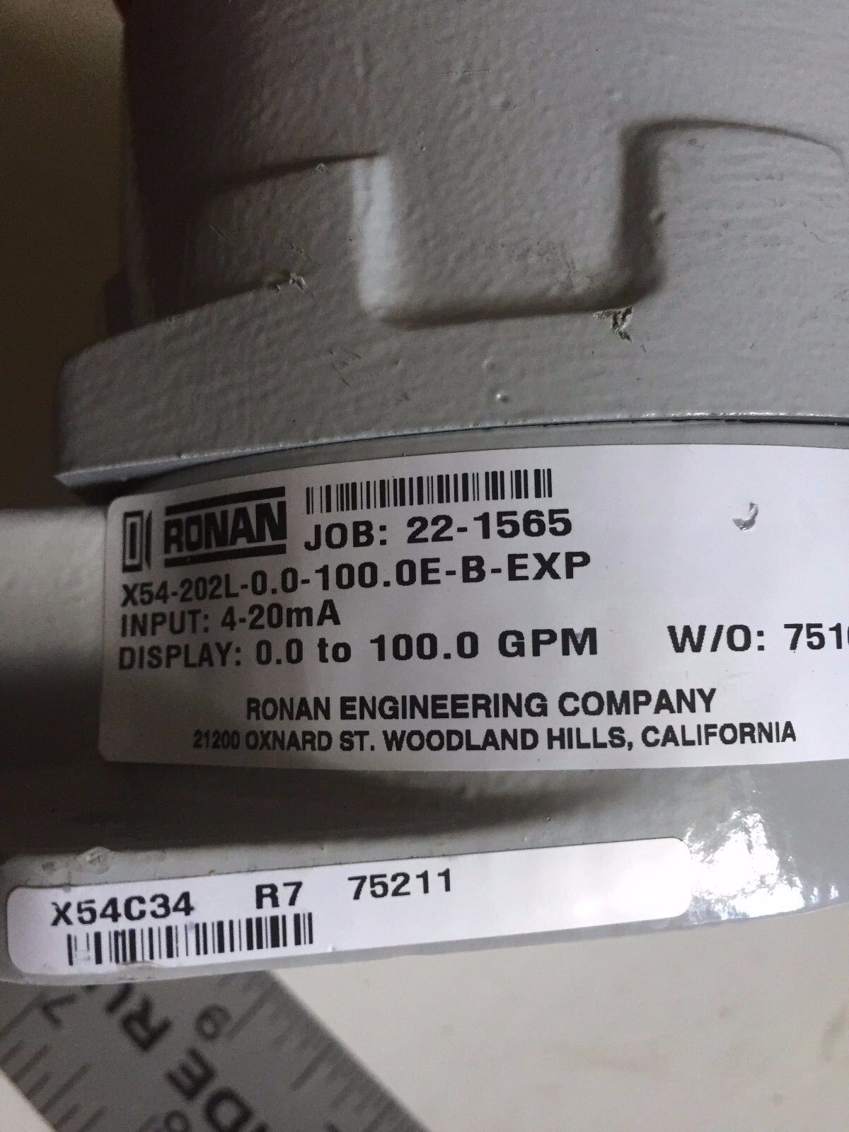 Ronan X54-202L-0.0.100.0E-B-Exp,X54-202L,Sr,Xihfgcx2l Indicator 20Ma Nema4 L,Ct