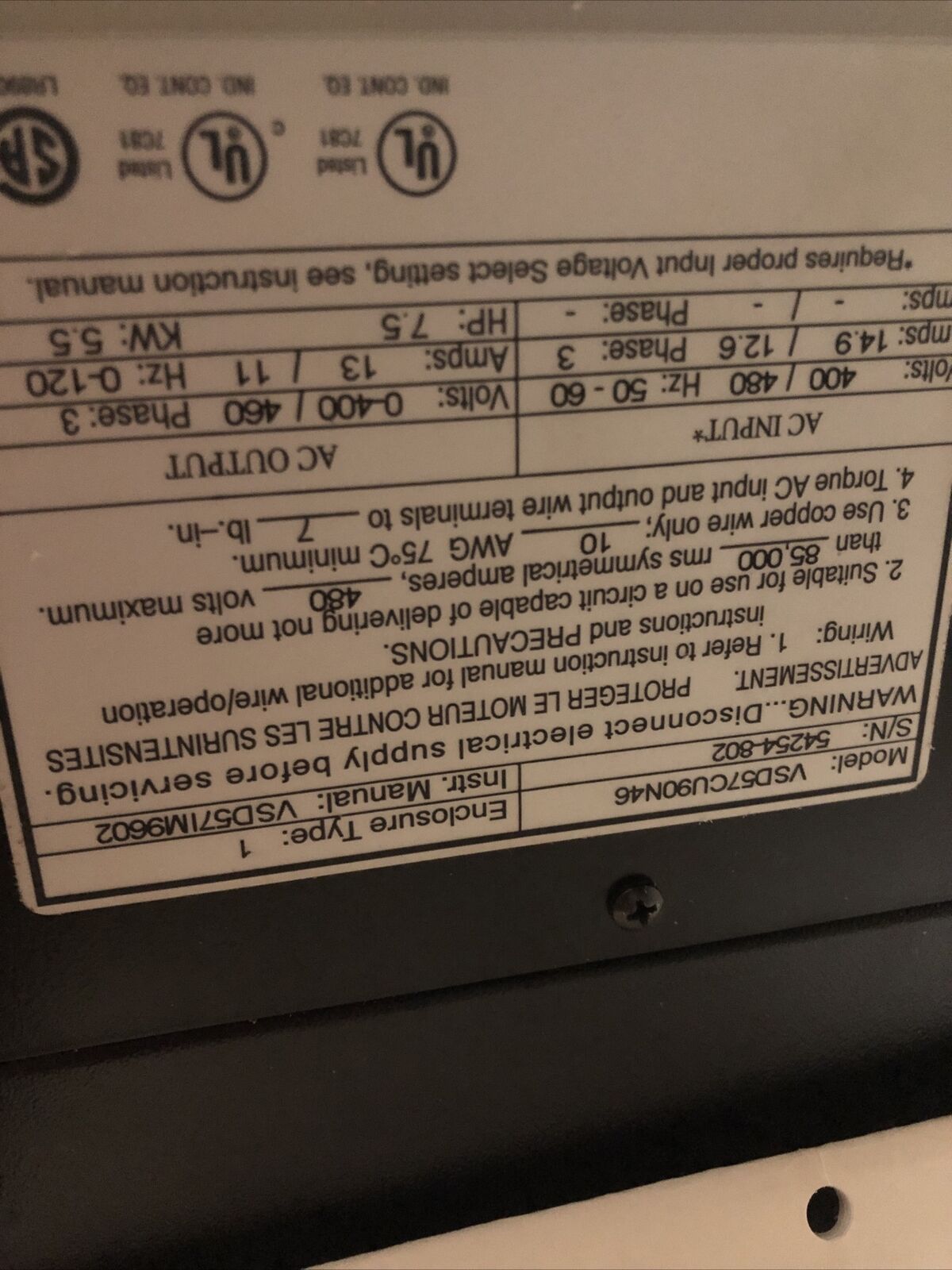 New Square D 480Vac 7.5 Hp Vfd Drive Vsd57cu90n46 3 Ph (Telemecanique) Vsd57,Dj