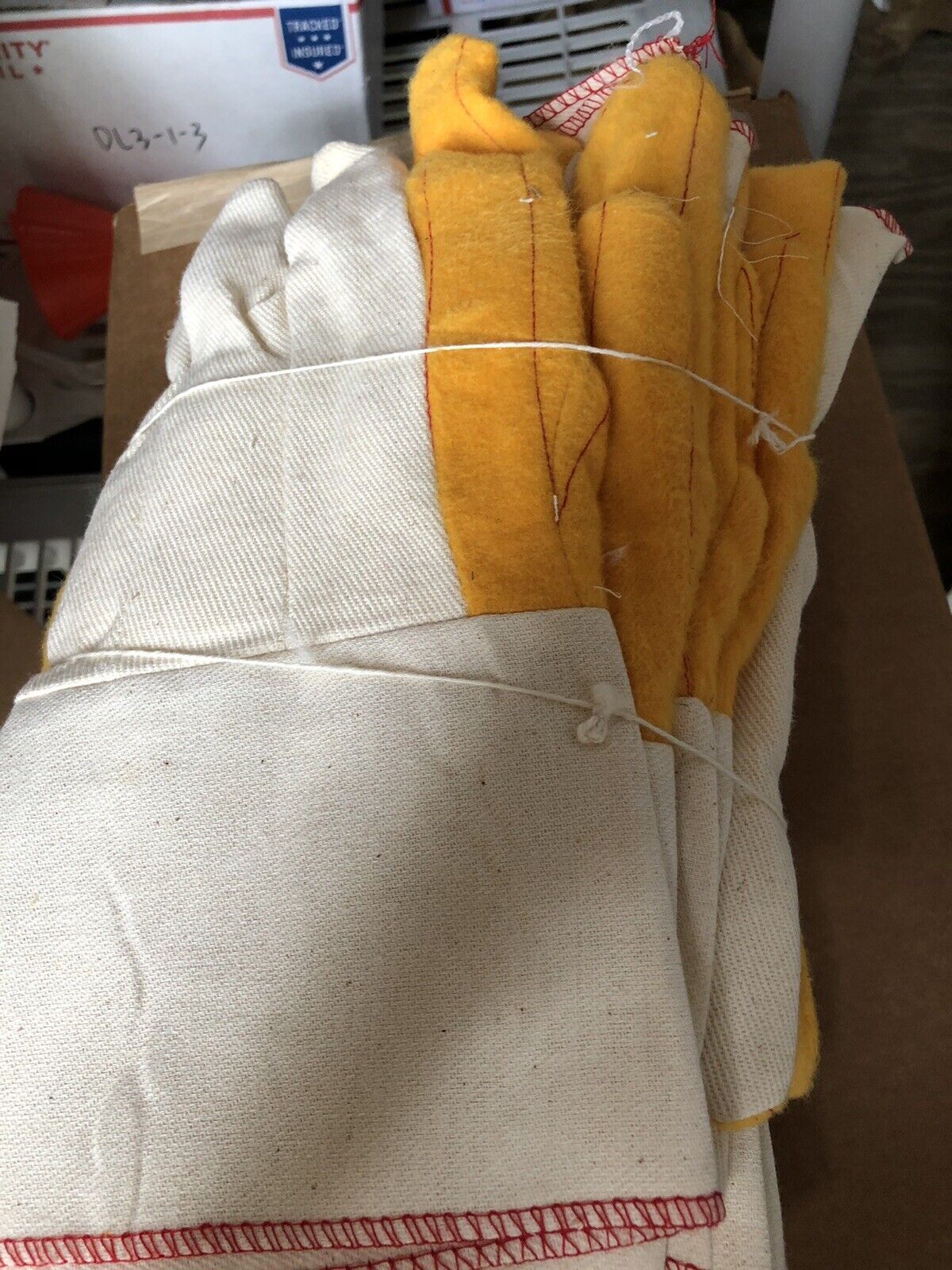 Lot 70 Pair Medium Padded Palm Cotton Industrial Work Gloves,Dl